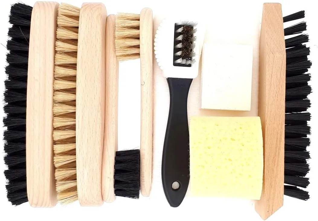 Bild von DELARA 9-teiliges Schuhputz-Set mit Holzbürsten und Naturborsten aus Deutschland
