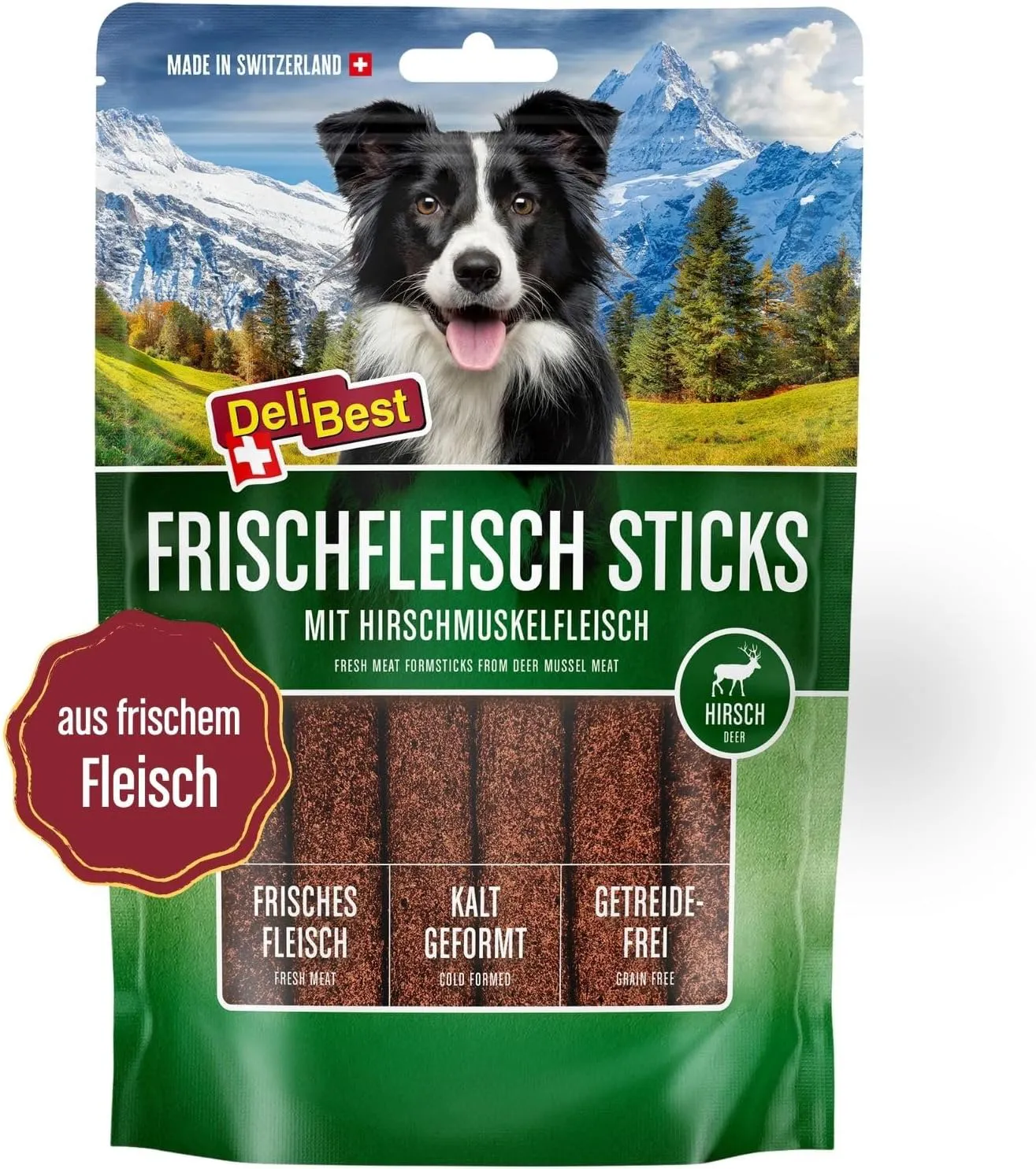 Bild von DeliBest Premium Hirschfleisch Sticks für Hunde, 6 Stück, leicht verdaulicher Snack aus frischem Fleisch