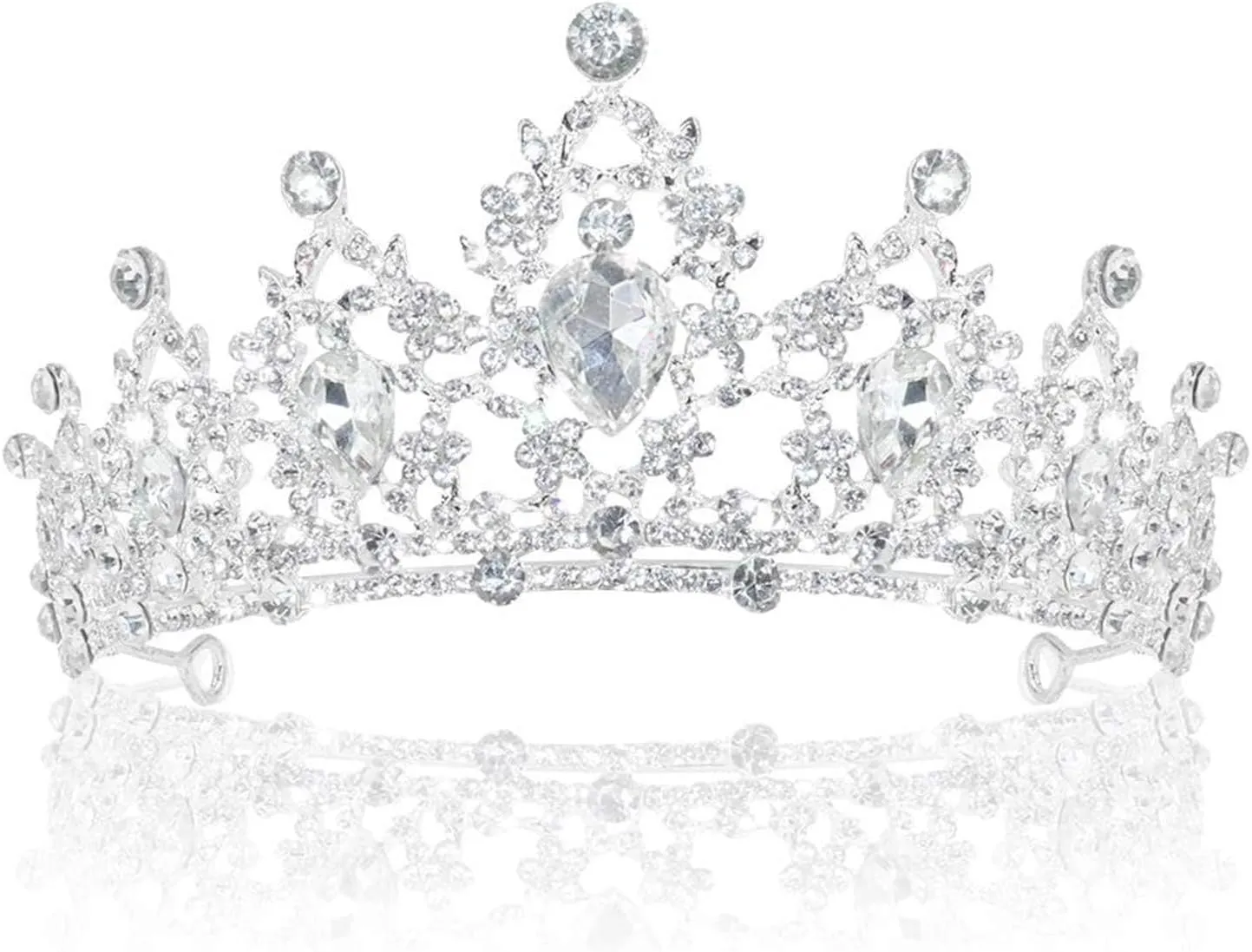 Bild von Delleu Hochzeit Tiara mit Kristall und Strasssteinen in Silber