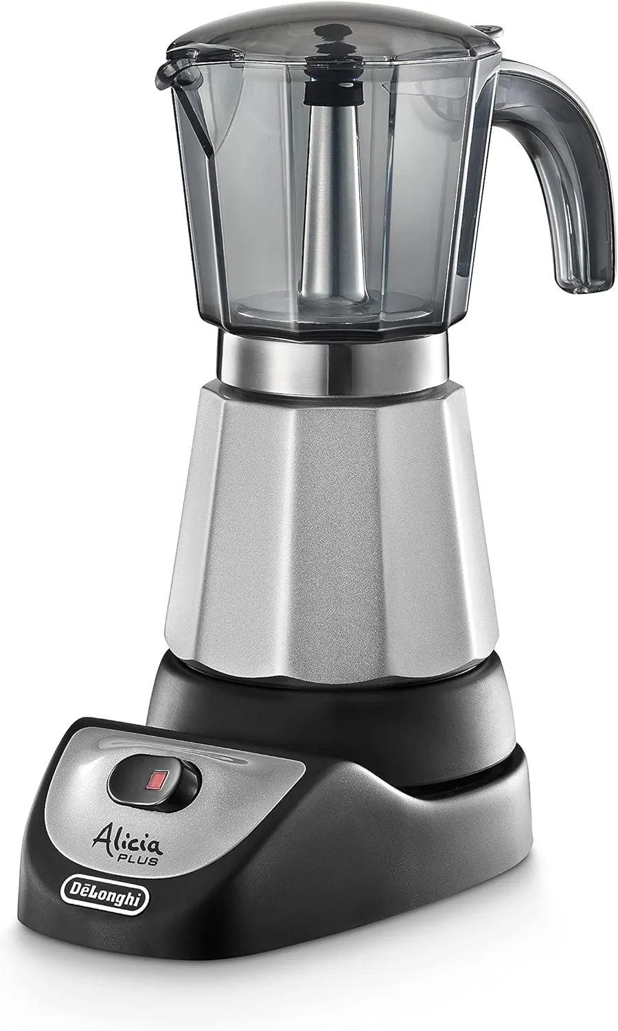 Bild von De'Longhi Alicia Plus EMKM6.B Mokkakanne in Silber-Schwarz mit 360 Grad Drehfunktion und 550 Watt