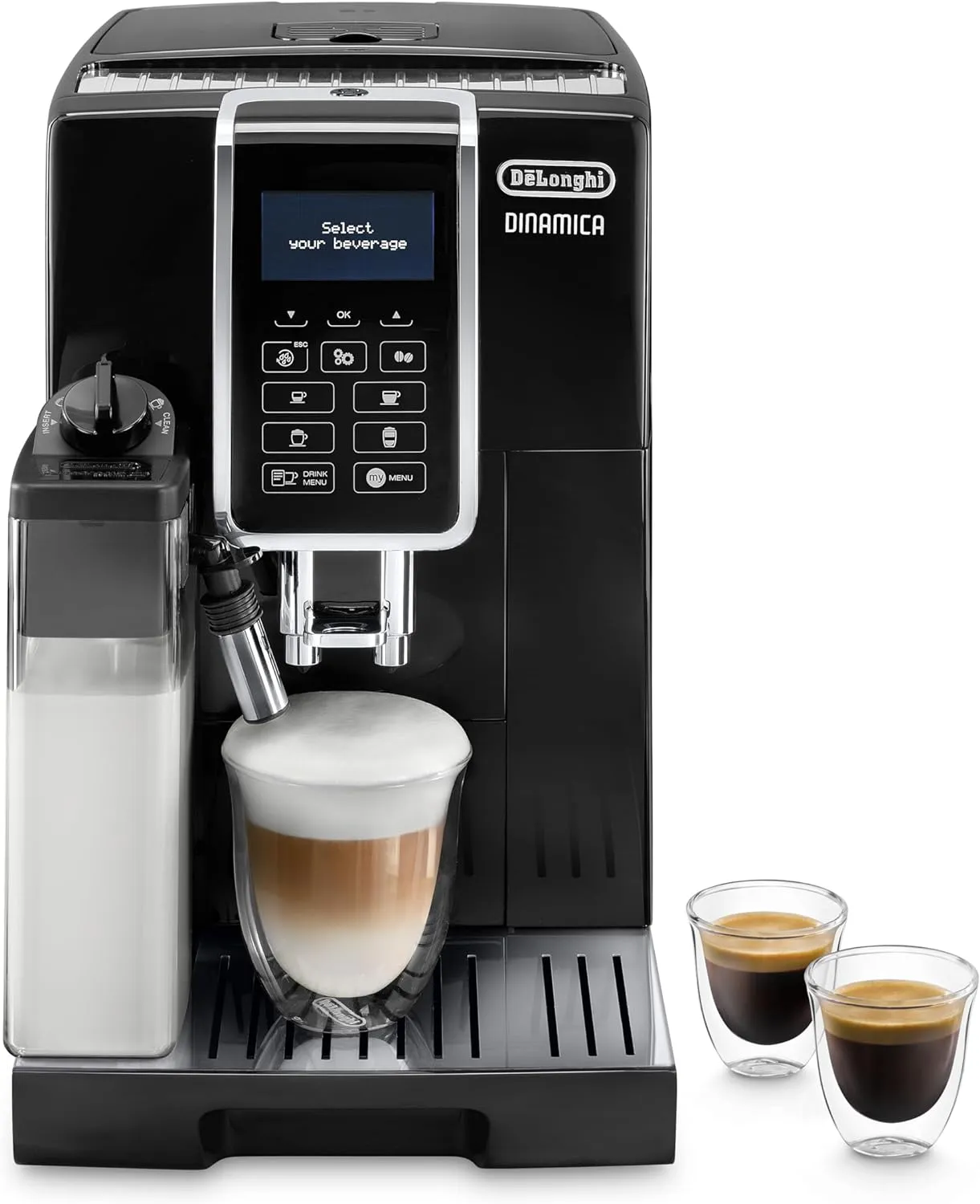 Bild von De'Longhi Dinamica ECAM 350.55.B Kaffeevollautomat mit LatteCrema System und Digitaldisplay, 1,8 Liter Wassertank, in Schwarz