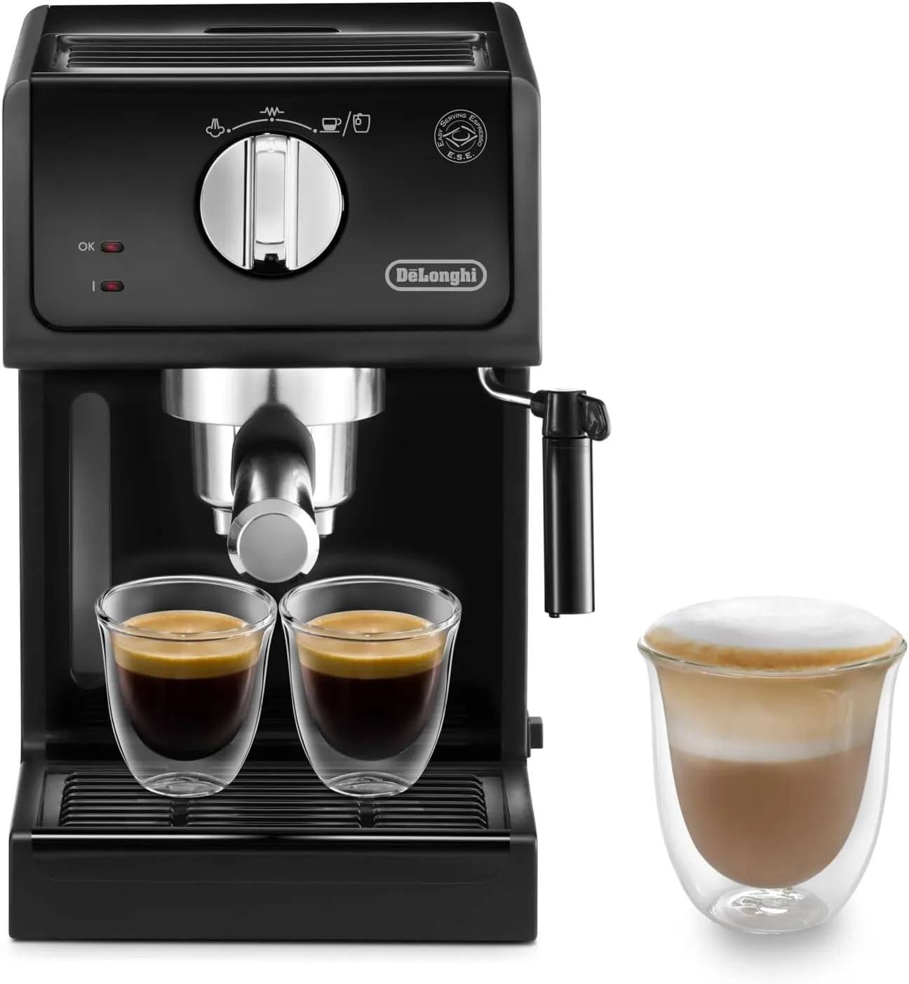 Bild von De'Longhi ECP 31.21 Espresso Siebträgermaschine mit Aluminiumfinish und 1,1 l Wassertank, inklusive manueller Milchschaumdüse und Heißwasserfunktion
