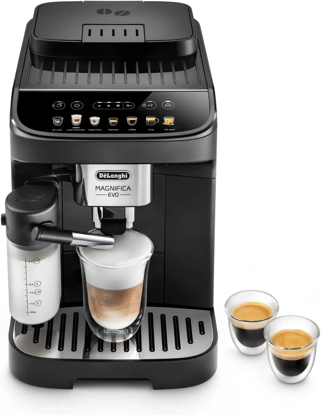 Bild von De'Longhi Magnifica Evo ECAM 292.81.B Kaffeevollautomat mit LatteCrema Milchsystem und 7 Direktwahltasten für verschiedene Kaffeespezialitäten in Schwarz