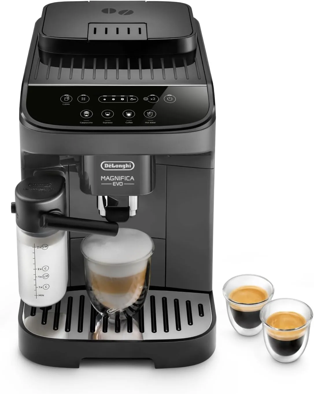 Bild von De'Longhi Magnifica Evo ECAM292.52.GB Kaffeevollautomat in Schwarz mit Milchsystem und 4 Direktwahltasten für verschiedene Getränke