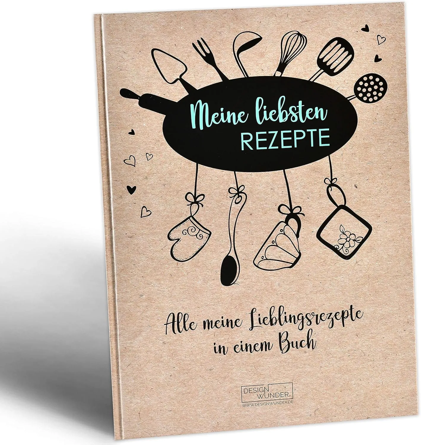 Bild von DESIGN WUNDER Rezeptbuch zum Selberschreiben im A4 Format aus 100% recyceltem Papier für persönliche Lieblingsrezepte