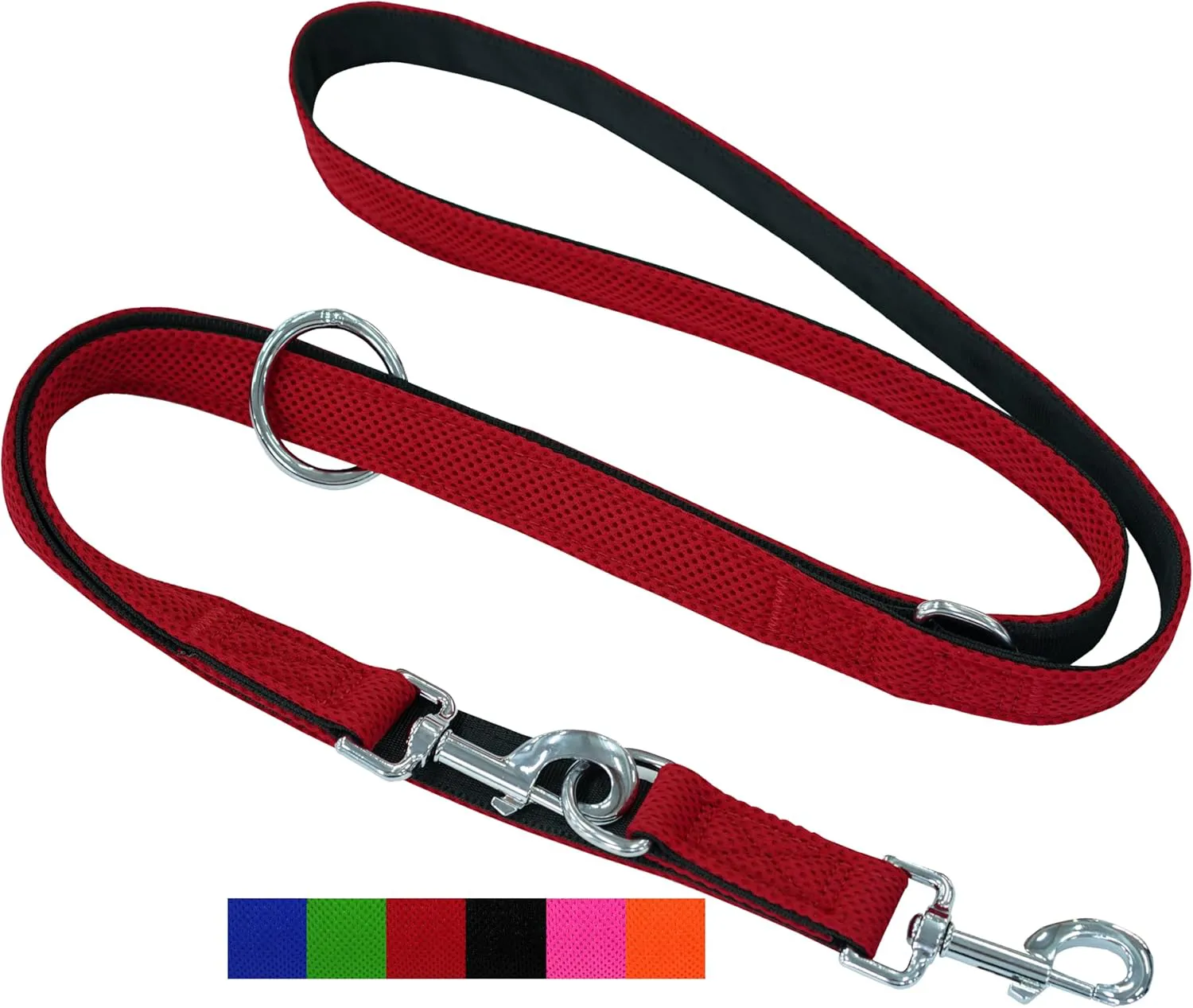 Bild von DEY Premium Hundeleine Air Mesh 2m in Rot, 3-fach verstellbar für Hunde jeder Größe