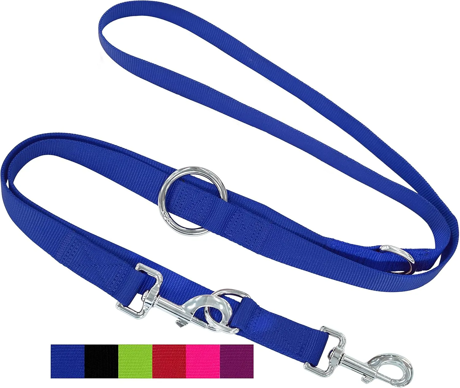 Bild von DEY Premium Nylon Hundeleine 2 Meter verstellbar für kleine bis große Hunde in Blau, Größe XS