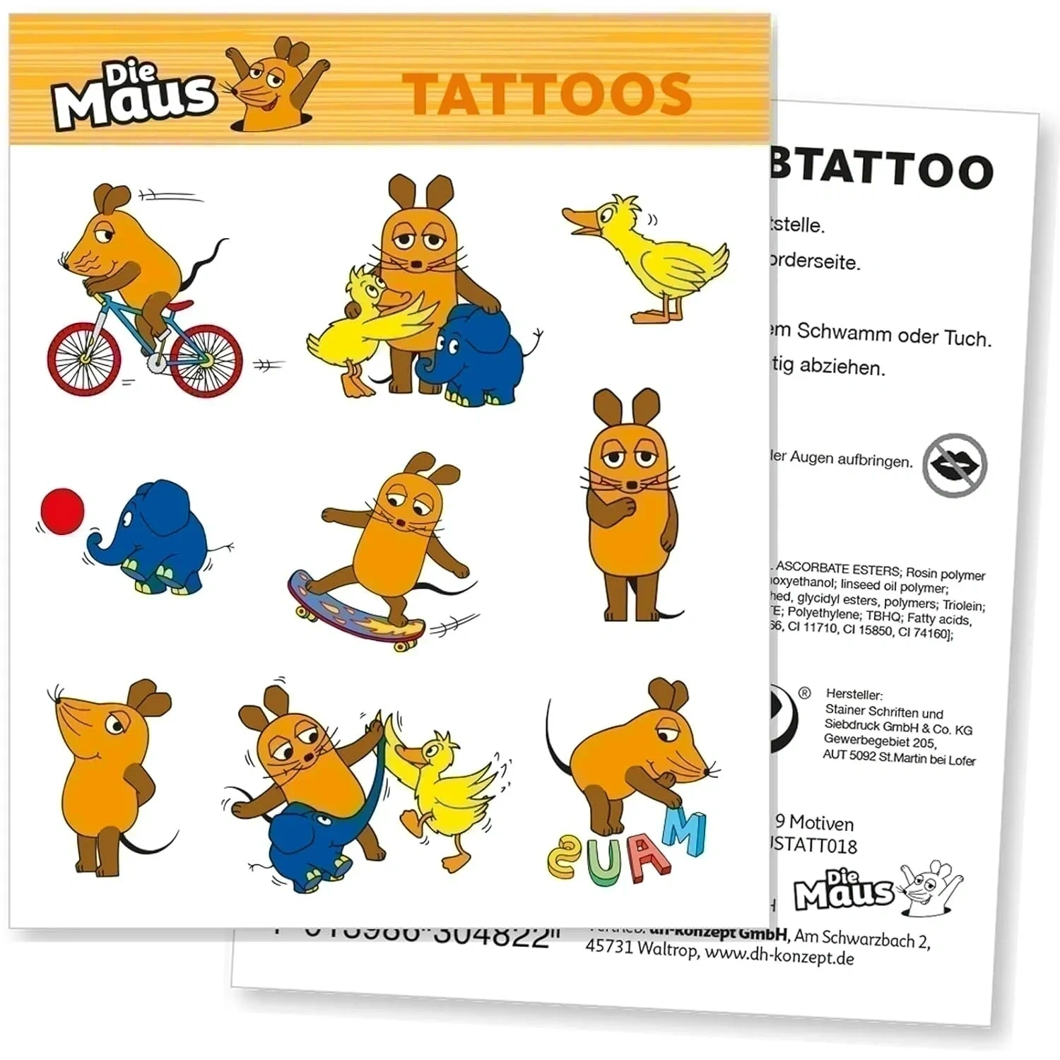 Bild von DH-Konzept Tattoo Set mit 9 Kindertattoos für Kindergeburtstage und Mottopartys