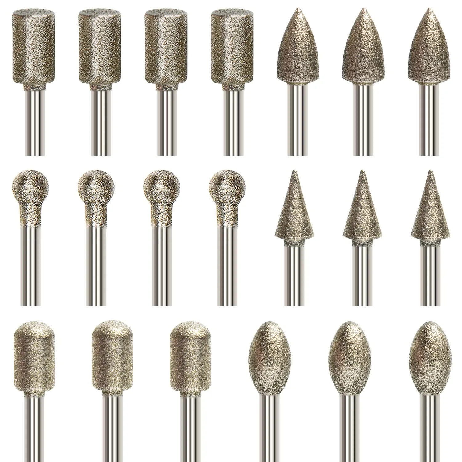 Bild von Diamant Fräser Set mit 20 Stück für Dremel Rotary Tool, geeignet zum Schnitzen, Schleifen, Polieren und Gravieren