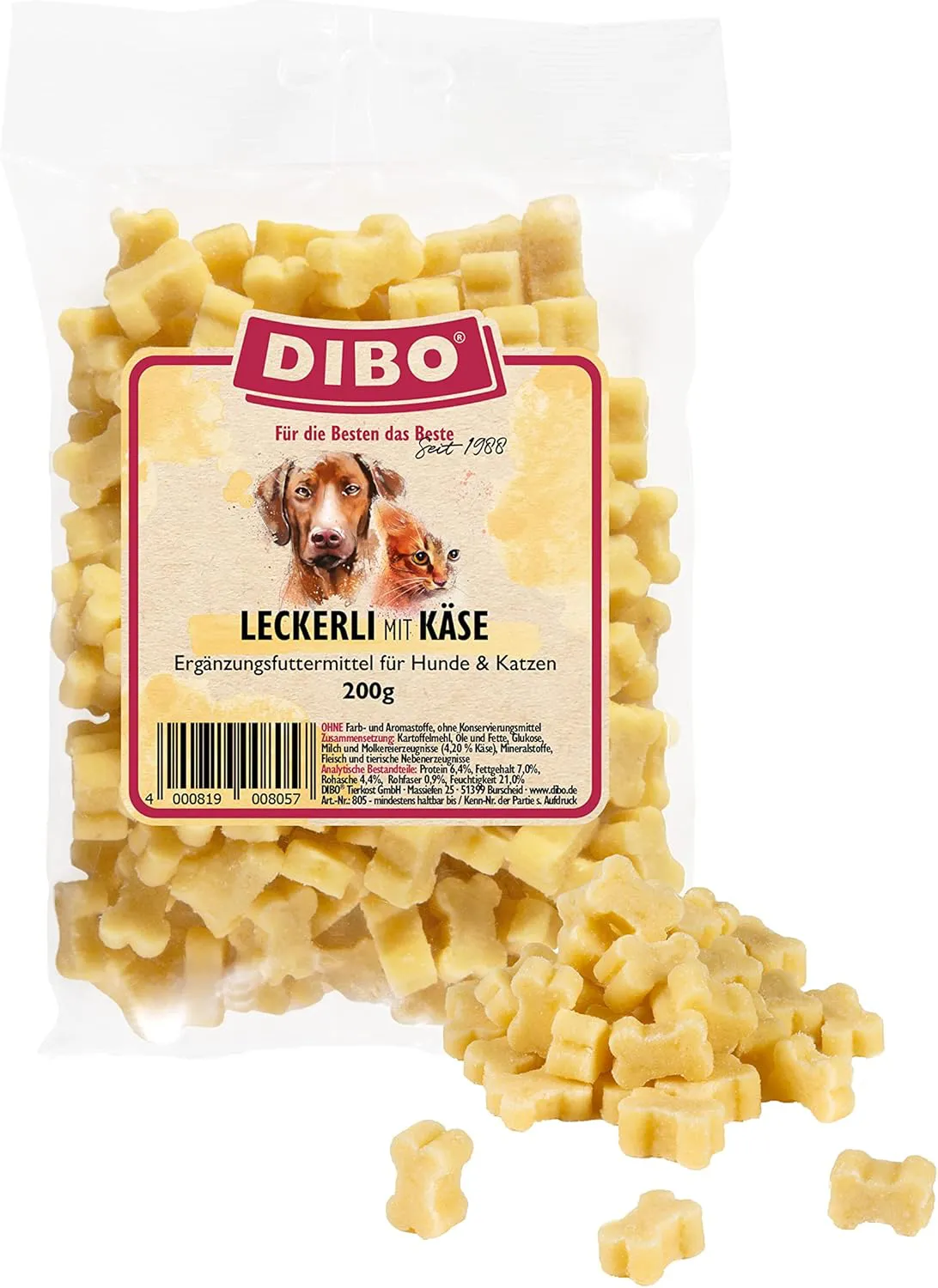 Bild von DIBO Käse Hundesnacks im 200g Beutel, ideal für Training und Belohnung