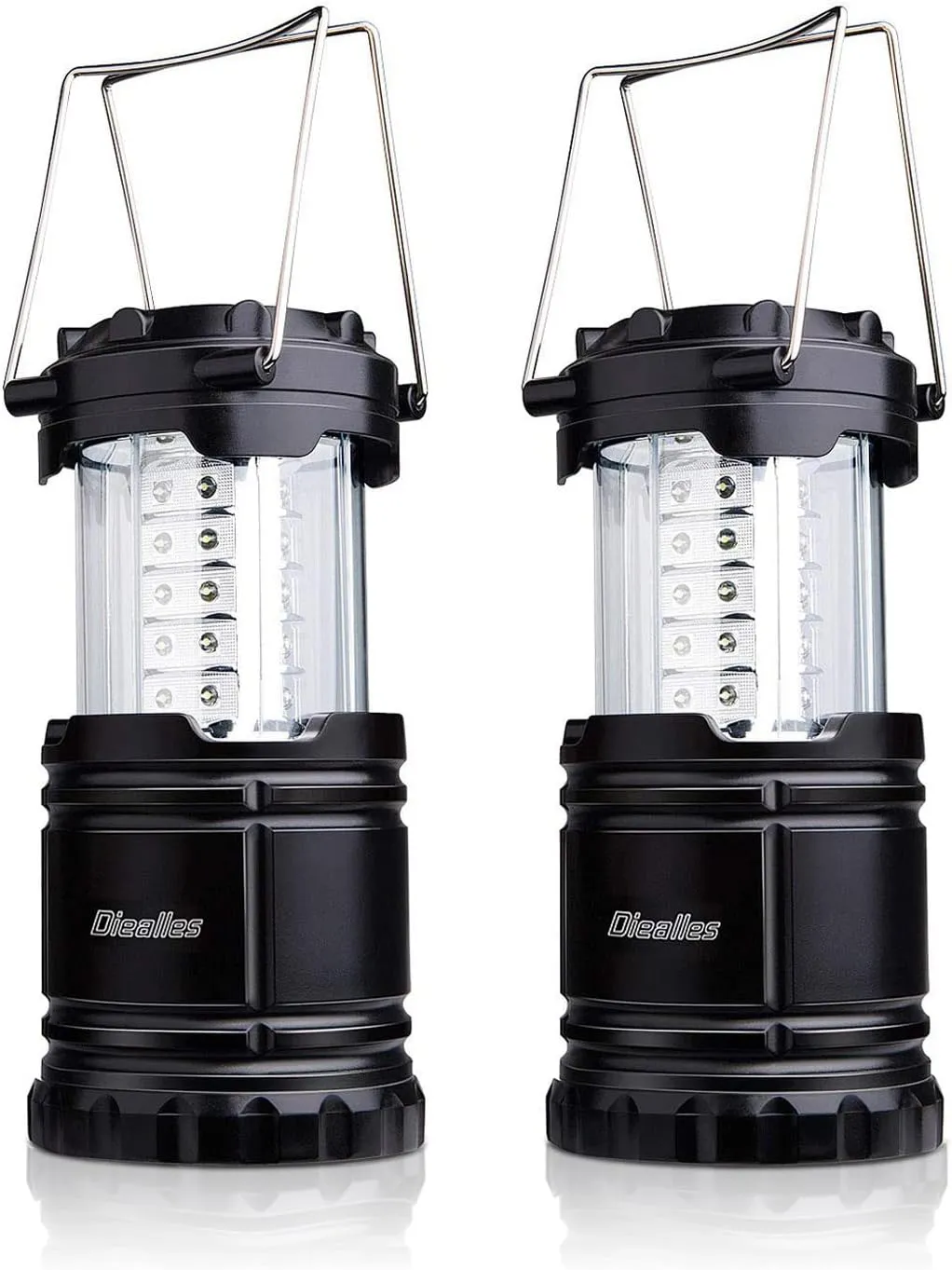 Bild von Diealles Campinglampe Set mit 2 faltbaren und wasserdichten Laternen mit 30 LEDs und Haken für Zelt, Wandern und Notfälle