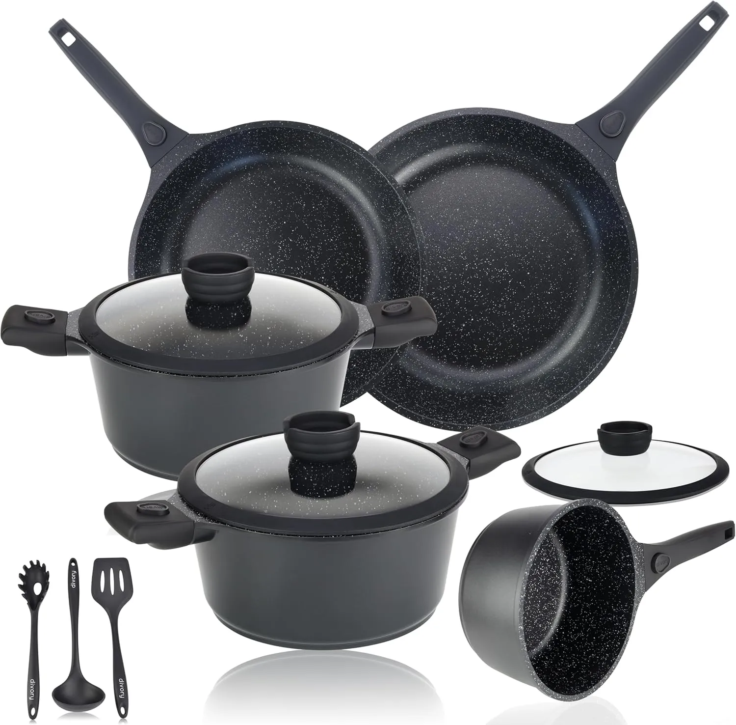 Bild von DIVORY 14-teiliges Induktion Topfset mit Deckeln und abnehmbaren Griffen in Geschenkbox
