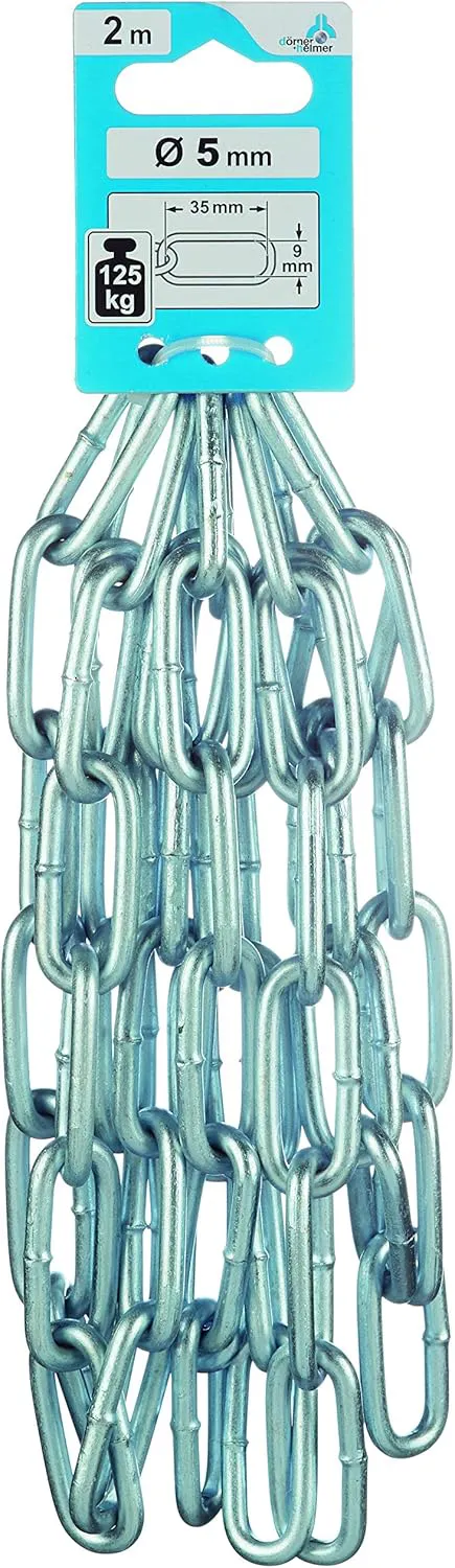Bild von Dörner Helmer Rundstahlkette 5mm Dicke, 2m lang, verzinkter Stahl, 125kg Tragkraft, silber