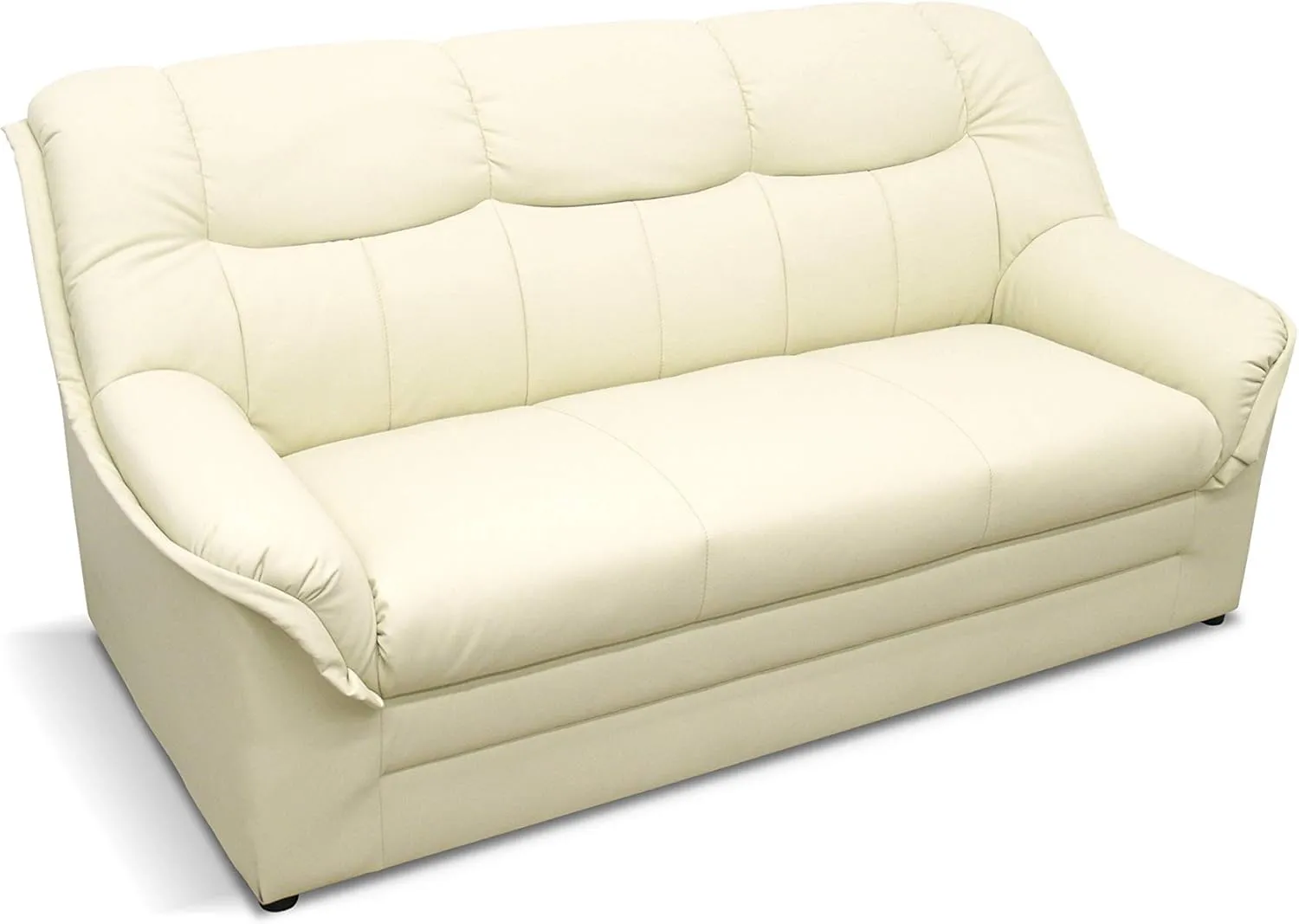 Bild von DOMO collection Sofa Berlin 3-Sitzer aus Kunstleder mit Federkern in Beige, Maße 178 x 90 x 89 cm