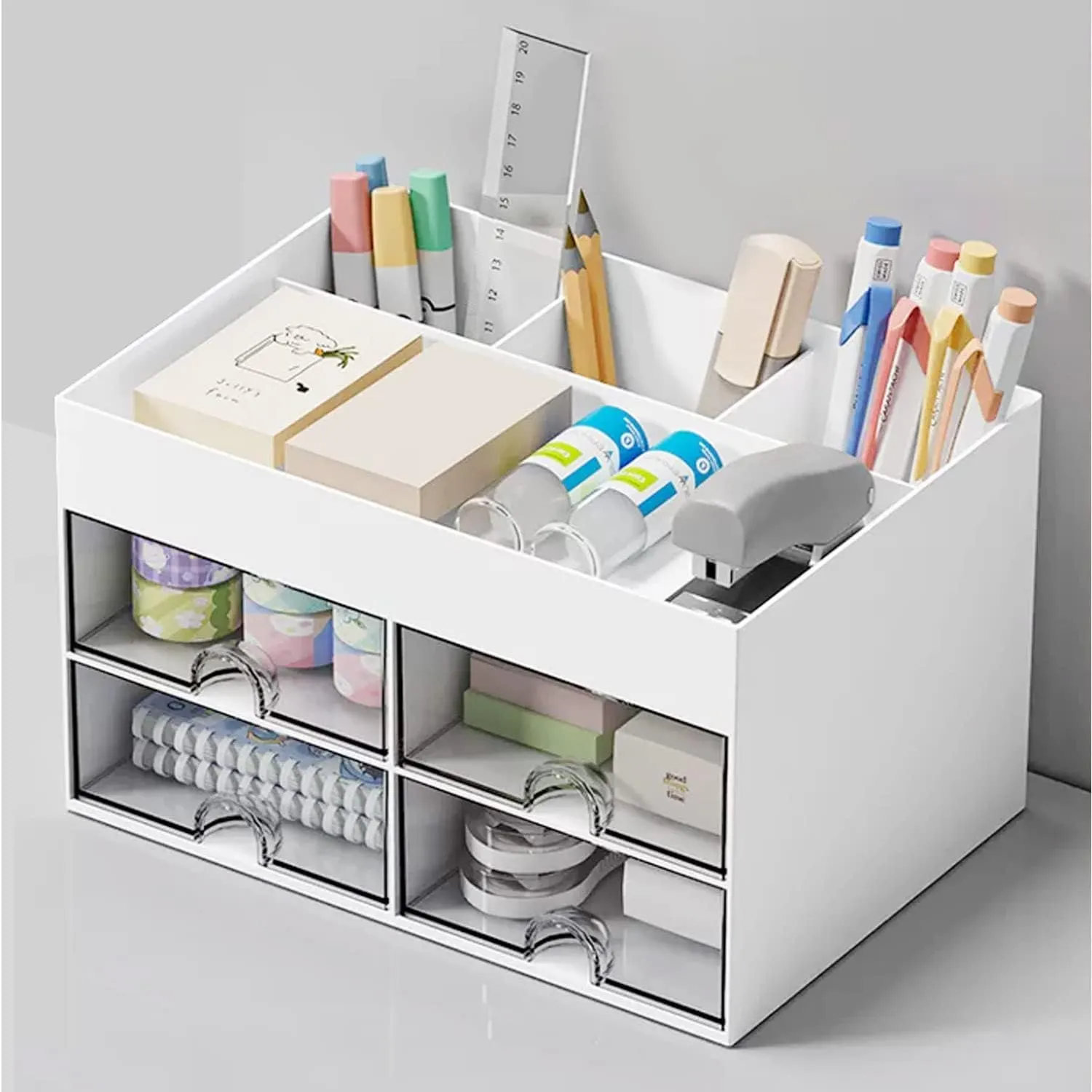 Bild von DoocliB Schreibtisch Organizer mit 4 Schubladen in Weiß