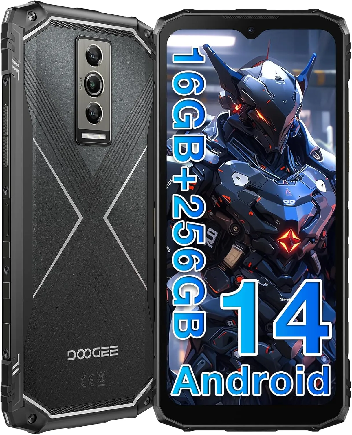 Bild von DOOGEE Blade 10 PRO Outdoor Smartphone 2024 mit Android 14, 16 GB RAM, 256 GB Speicher, 6,56 Zoll HD Plus Display, 50 MP und 8 MP Kamera, 5150 mAh Akku, IP68/69K, NFC und Face ID
