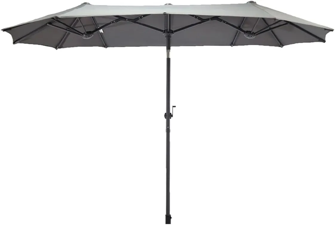 Bild von Doppel Sonnenschirm 300 x 150 cm in Anthrazit mit Kurbel und verstellbarem Neigungswinkel für Garten und Terrasse
