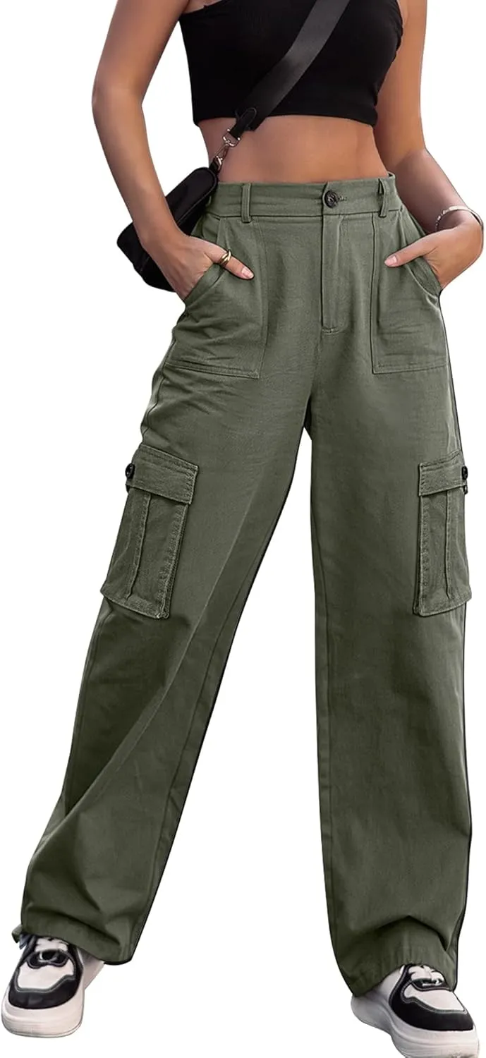 Bild von Dordanity Y2K Damen Cargohose mit hohem Bund und weitem Bein, 6 Taschen, erhältlich in S bis XL