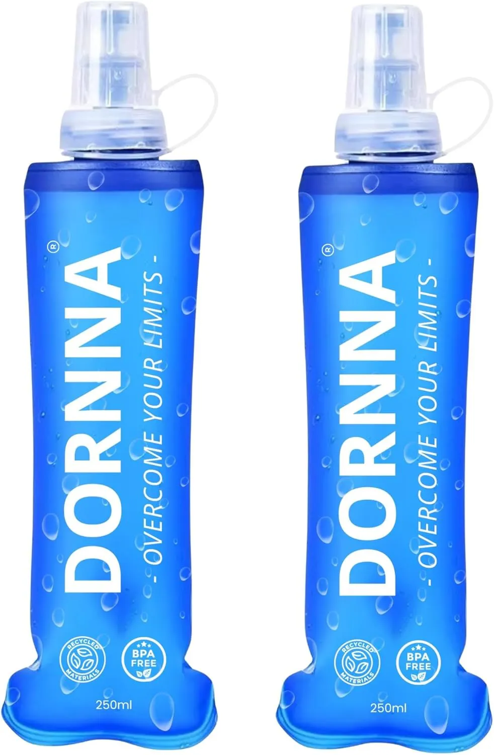 Bild von DORNNA TPU Faltbare Trinkflaschen Set mit 2x250 ml, BPA-frei, ideal für Sport und Outdoor Aktivitäten