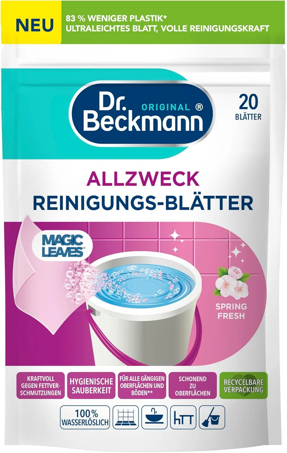 Bild von Dr. Beckmann Allzweck Reinigungsblätter Spring Fresh mit 20 Blättern