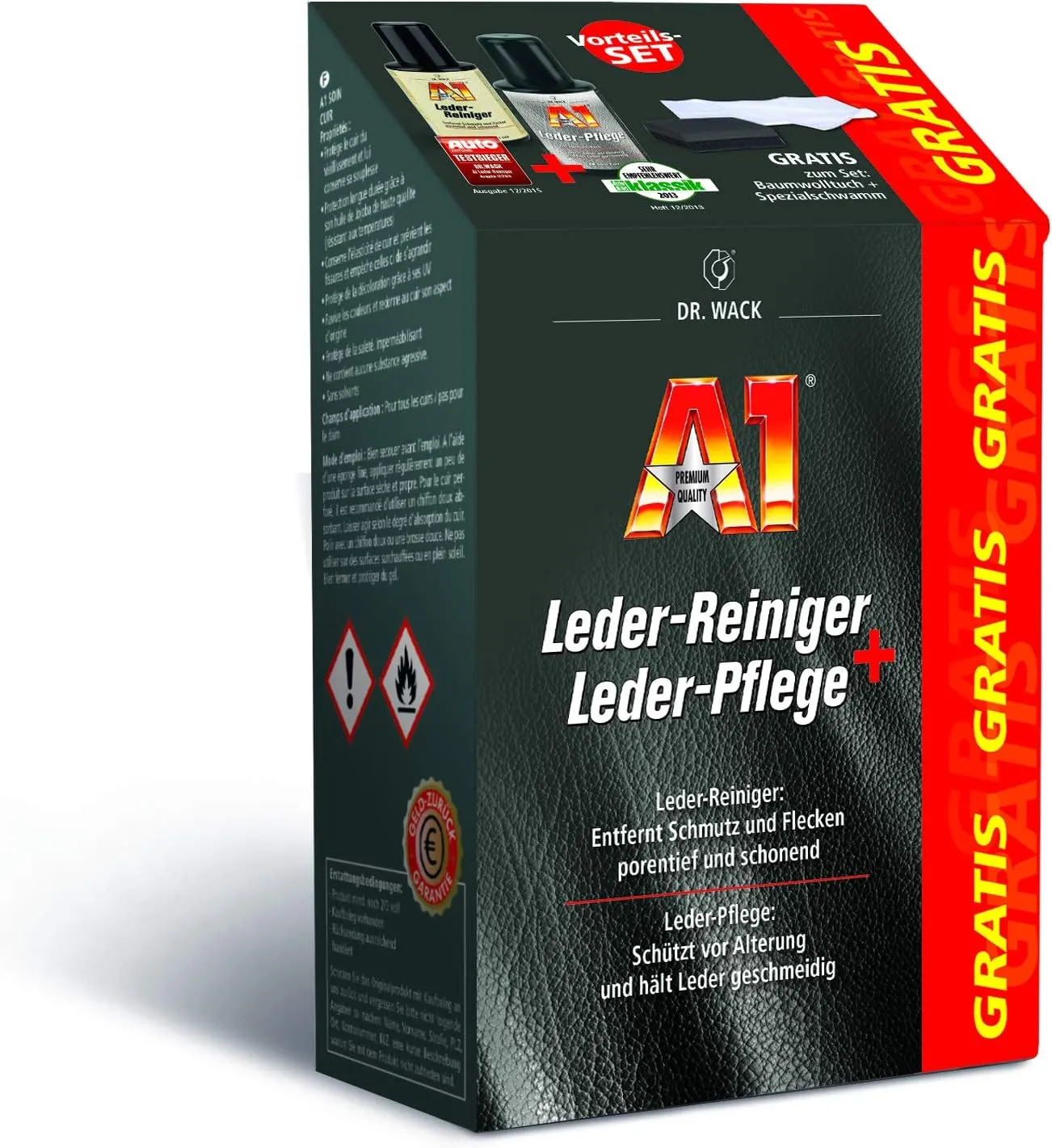 Bild von Dr. Wack Lederpflege-Set mit A1 Leder-Reiniger und A1 Leder-Pflege je 250 ml für Glattleder und Kunstleder