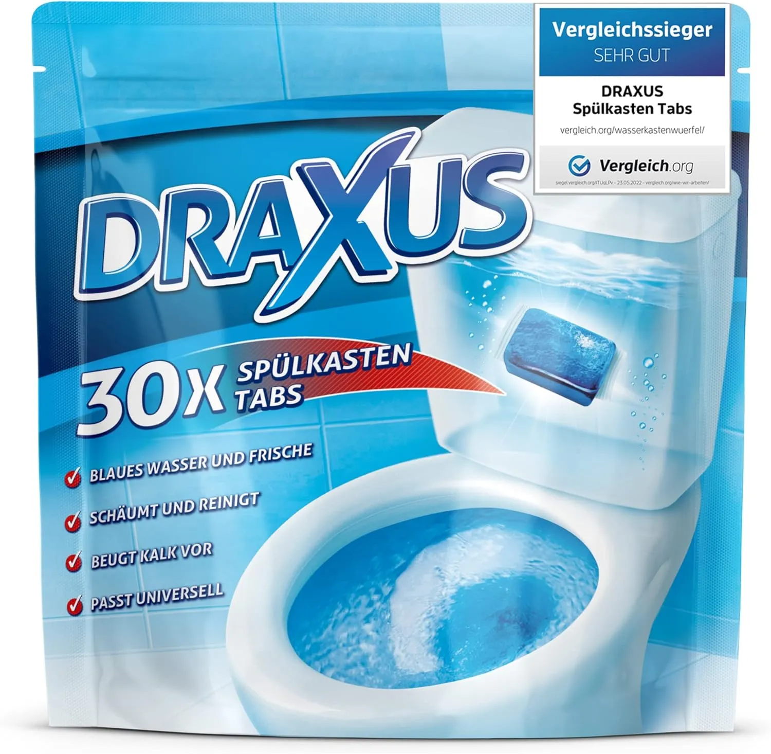 Bild von DRAXUS 30 Spülkasten Tabs im Vorratspack für frisches und sauberes Wasser