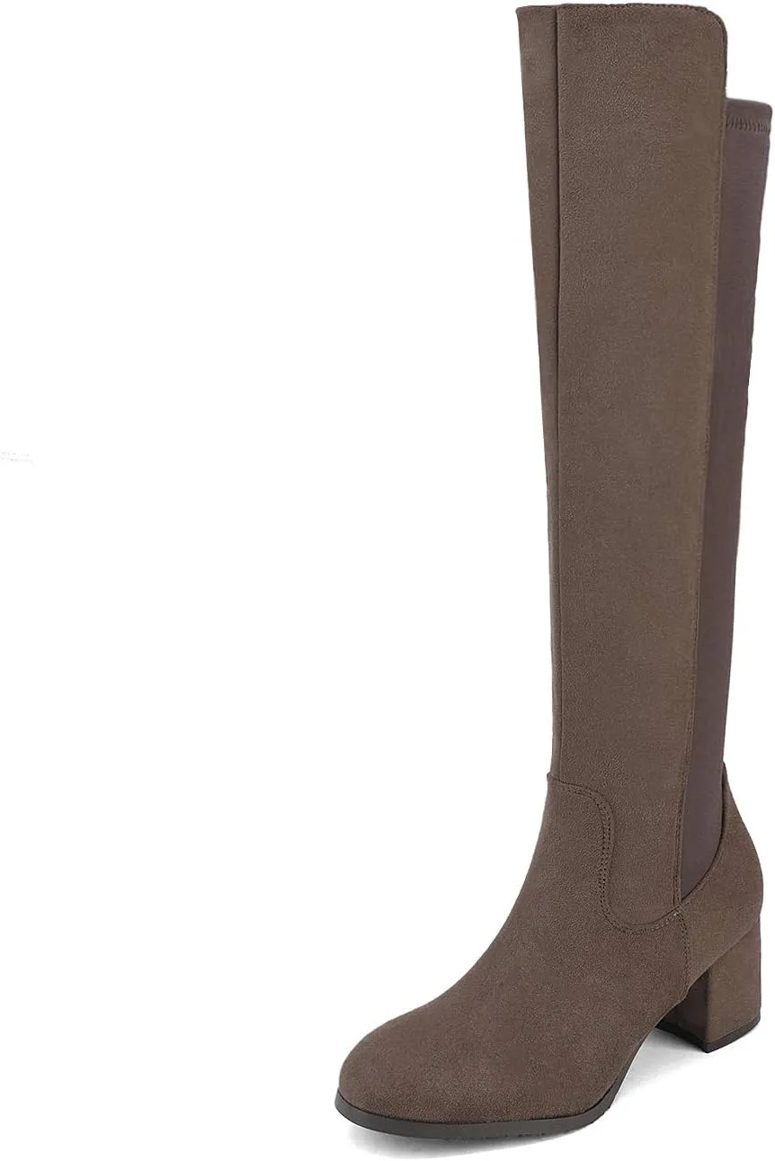 Bild von DREAM PAIRS Kniehohe Damenstiefel mit spitzer Zehenpartie und seitlichem Reißverschluss