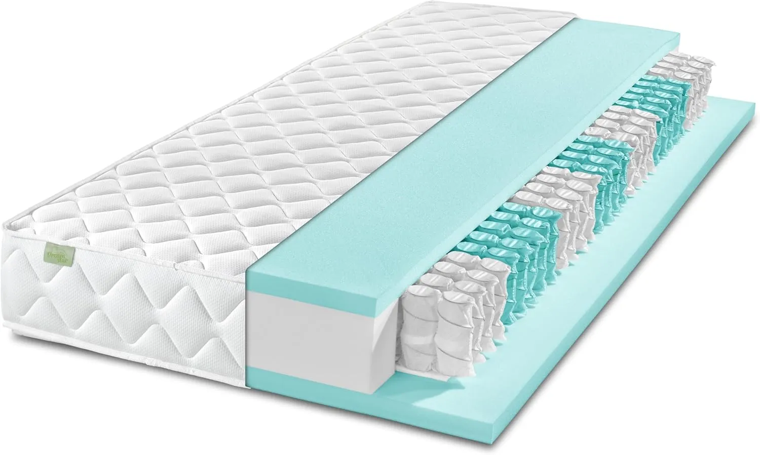 Bild von DREAMSTAR Ergo Flex Duo Taschenfederkernmatratze 90 x 200 cm mit 7 Zonen und 17 cm Höhe, Öko-Tex zertifiziert, Härtegrad 2 und 3