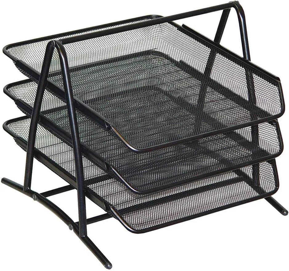 Bild von D.RECT 7610 stapelbarer Büro Organizer mit 3 Schubfächern für A4 Dokumente in Schwarz