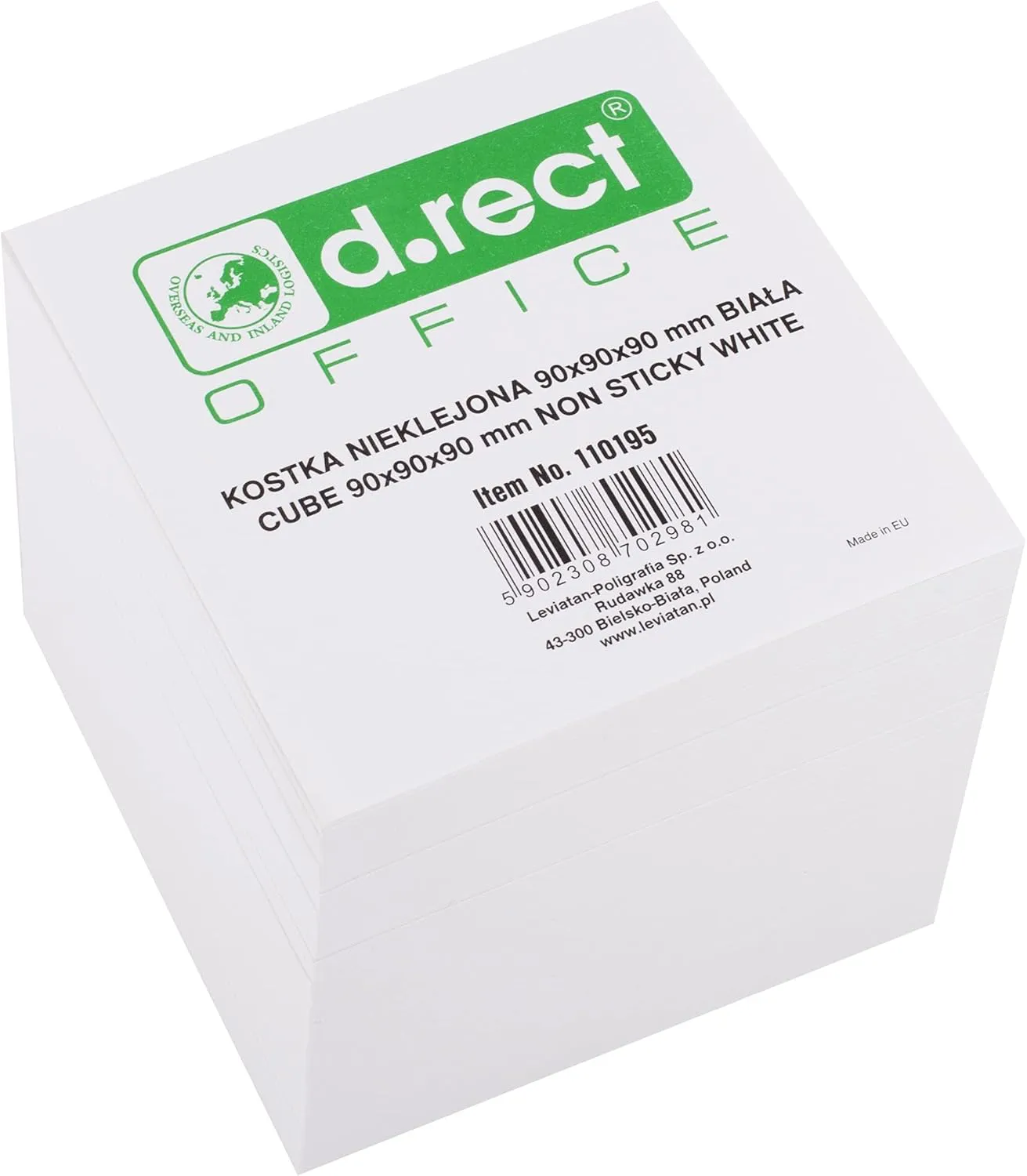 Bild von D.RECT Notizklotz mit 850 Blatt in Weiß, 90x90x90 mm