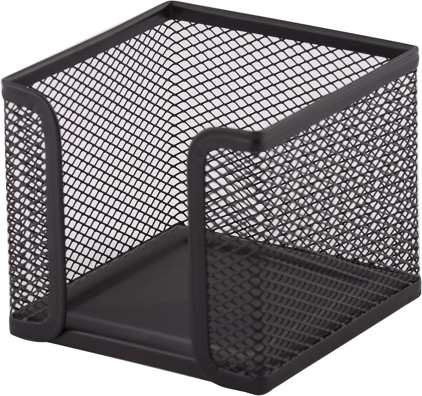 Bild von D.RECT Zettelbox aus schwarzem Mesh und Metall für den modernen Arbeitsplatz, Maße 95x95x80 mm
