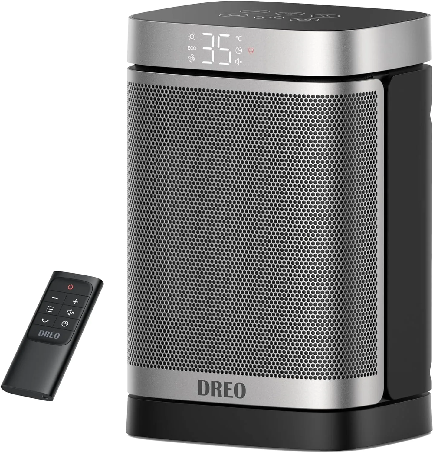 Bild von Dreo Atom One Heizlüfter mit 1500 Watt, 70 Grad Oszillation, Fernbedienung, 12-Stunden-Timer und 3 Geschwindigkeitsmodi
