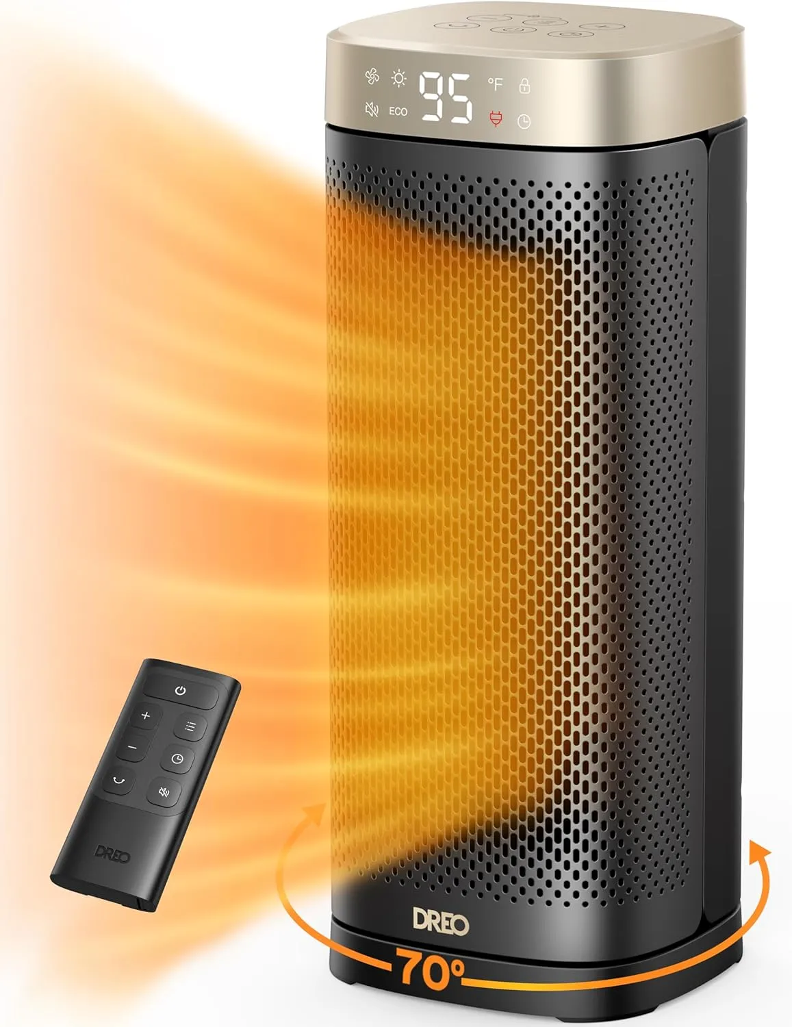 Bild von Dreo Solaris Slim H2 Heizlüfter mit 2000W, Thermostat, 12-Stunden-Timer, 3 Modi und 70° Oszillation