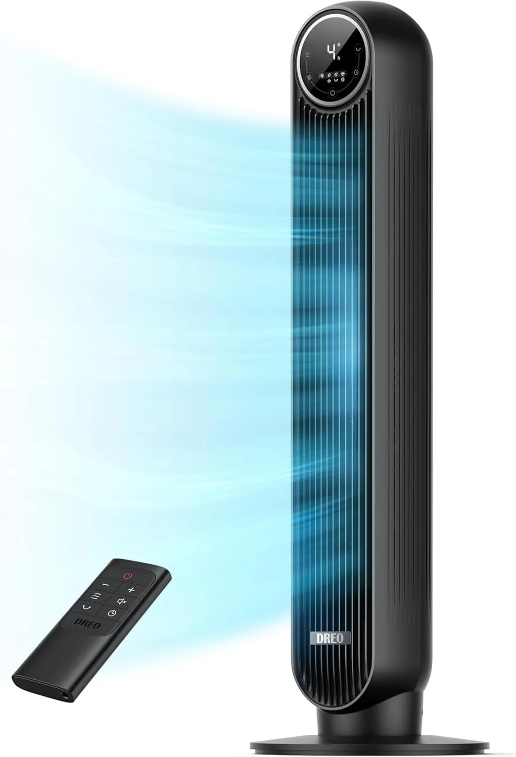 Bild von Dreo Turmventilator mit 28 dB, 4 Geschwindigkeitsstufen, 4 Modi, 8 Stunden Timer und 90° Oszillation, inklusive Fernbedienung, in Schwarz