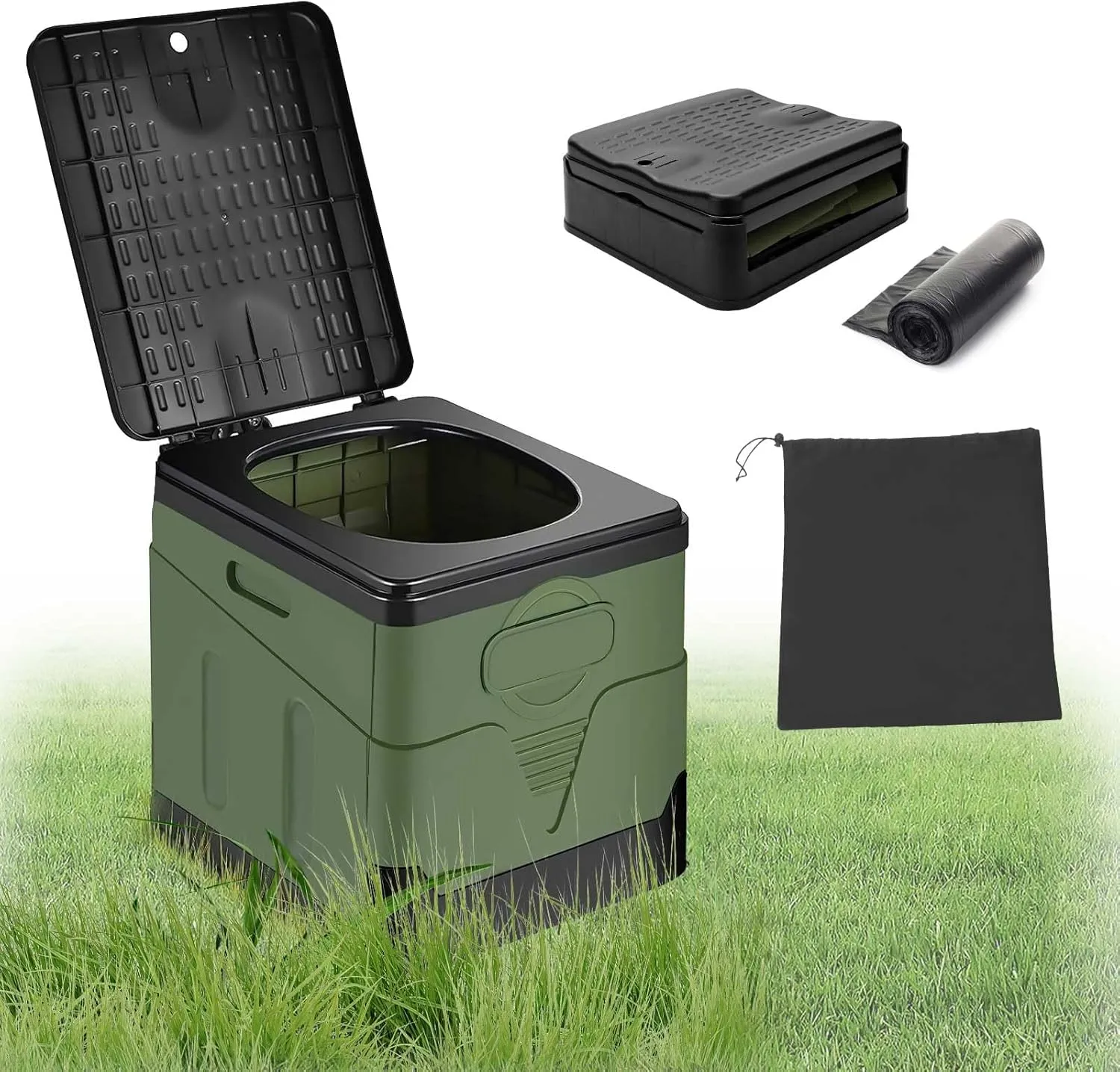 Bild von Drezesov Faltbare Campingtoilette mit 12 Bio-Toilettenbeuteln für Outdoor Nutzung