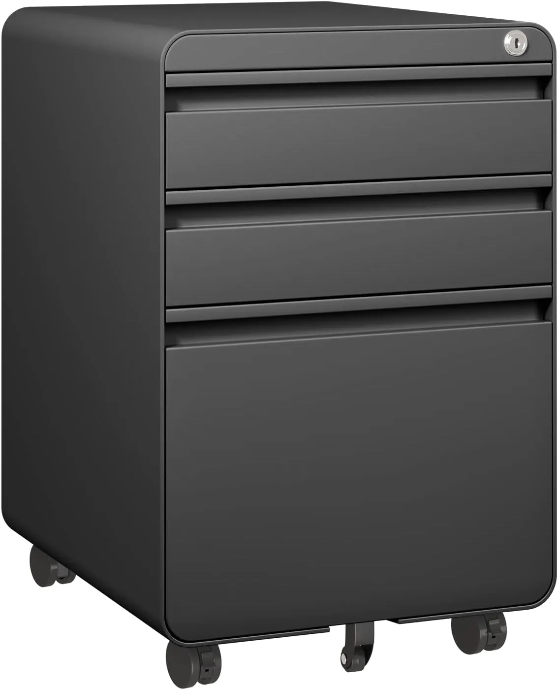 Bild von Dripex Metall Rollcontainer mit 2 Schubladen und abschließbarer Hängeregistratur, 40 x 45 x 60 cm, ausgestattet mit 5 Rädern