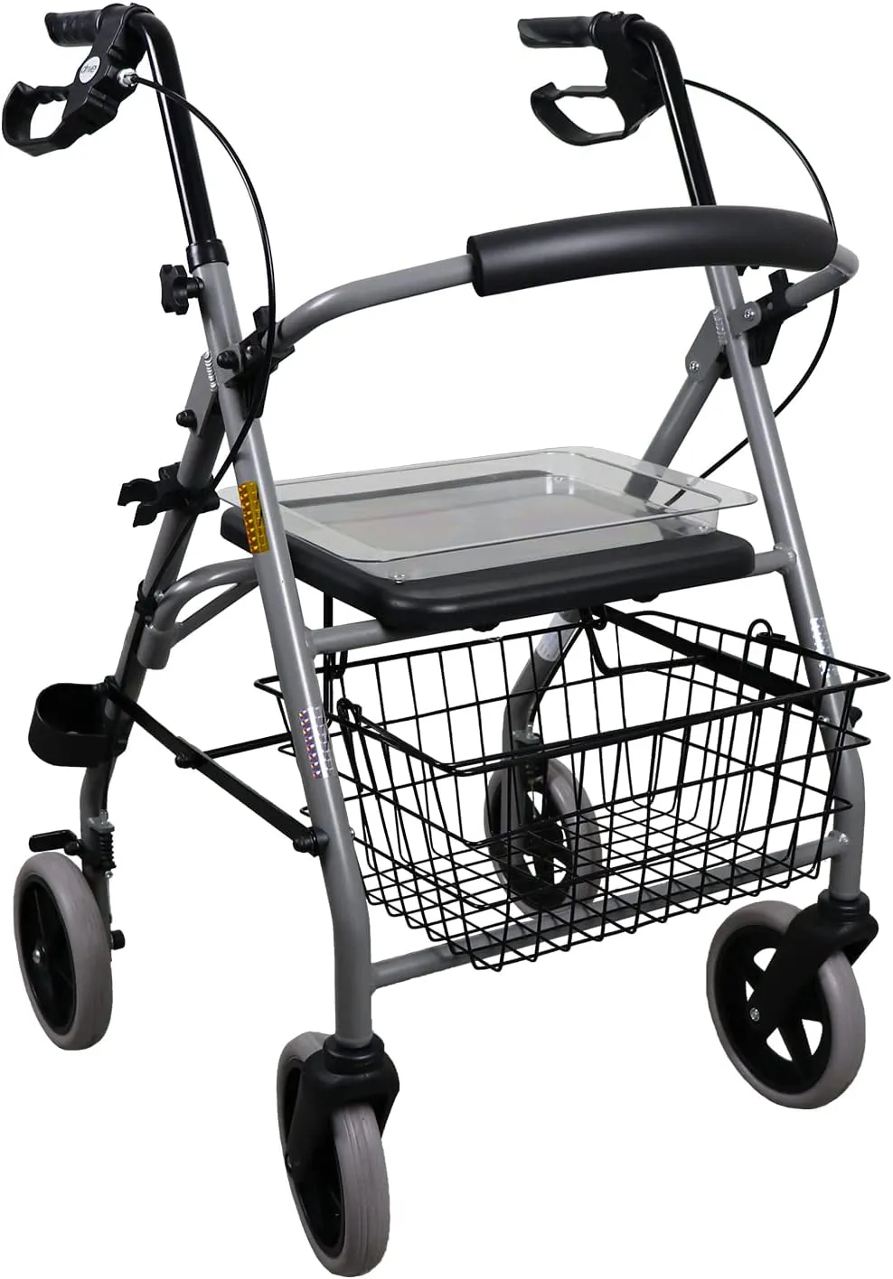 Bild von Drive Medical GIGO Aluminium Rollator klappbar mit Korb, Sitztablett und Stockhalter, belastbar bis 120 kg