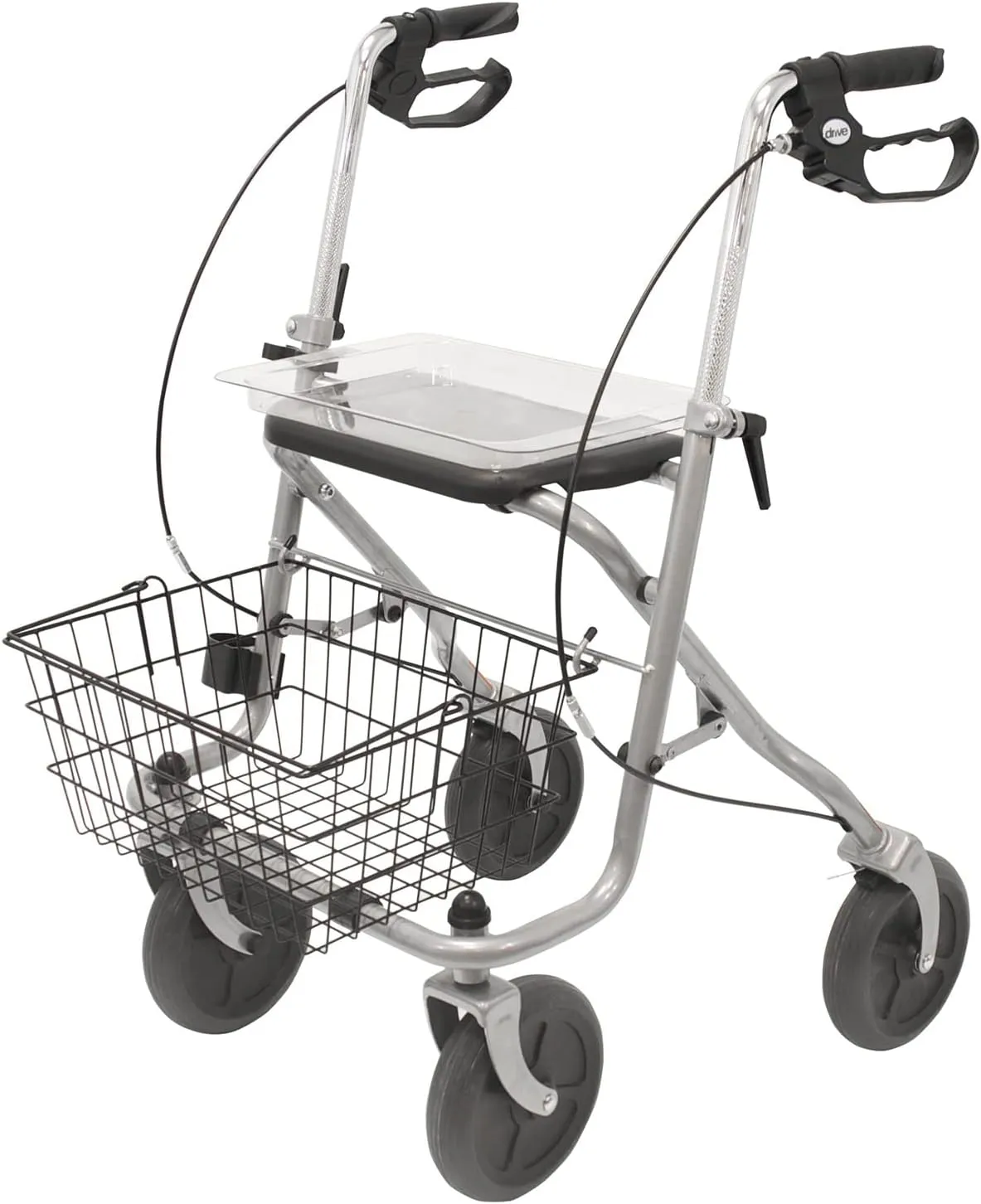 Bild von Drive Medical MIGO 2G Rollator, leichter und schmaler Standardrollator mit breiten Reifen, höhenverstellbar, inklusive Korb, Tablett und Stockhalter, Gewicht 8,3 kg