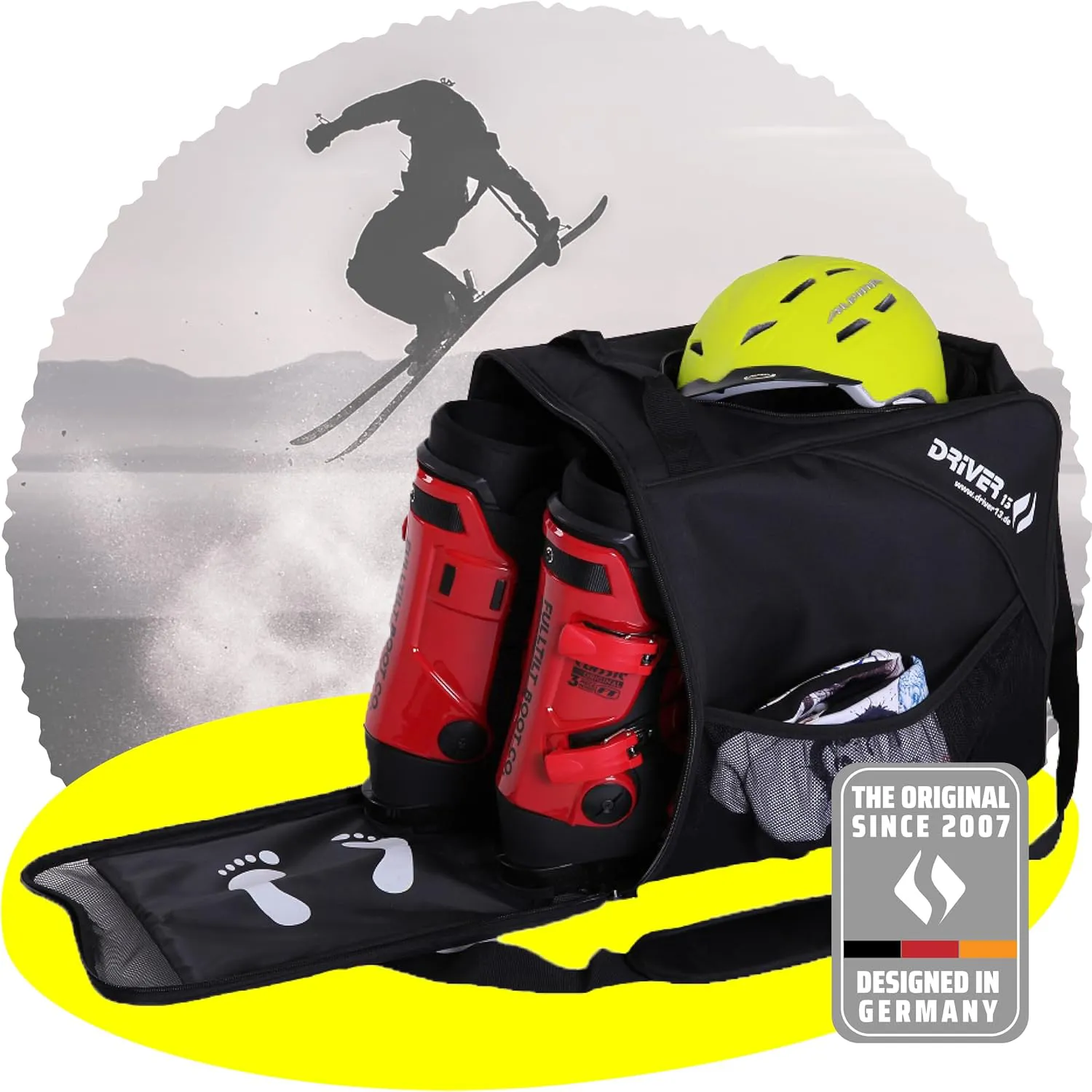 Bild von Driver13 Skischuhtasche mit Helmfach, vielseitig einsetzbar für Skistiefel, Snowboardboots, Schlittschuhe und Inliner