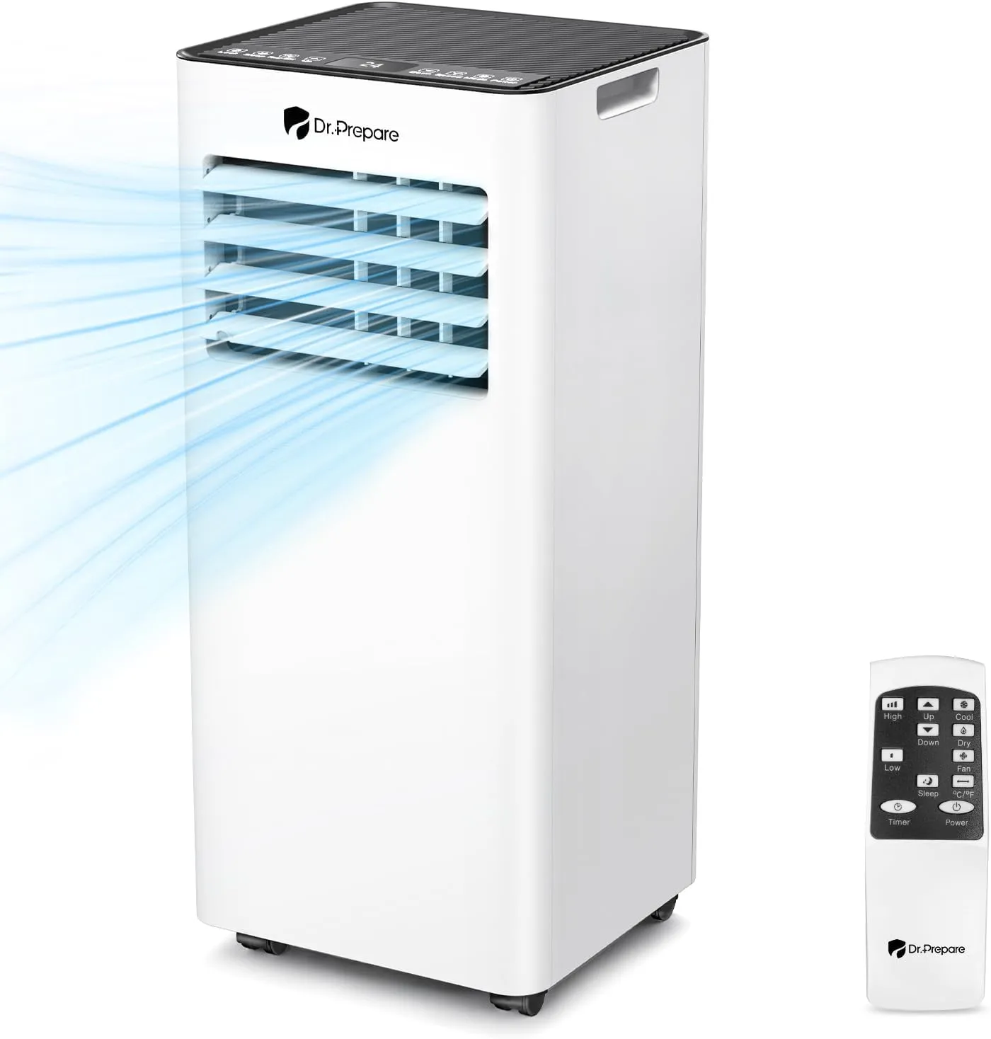 Bild von DR.PREPARE mobiles Klimagerät mit 9000 BTU, 4 in 1 Funktion, geeignet für Räume bis 30 m², inklusive Fernbedienung und Timer von 1 bis 24 Stunden
