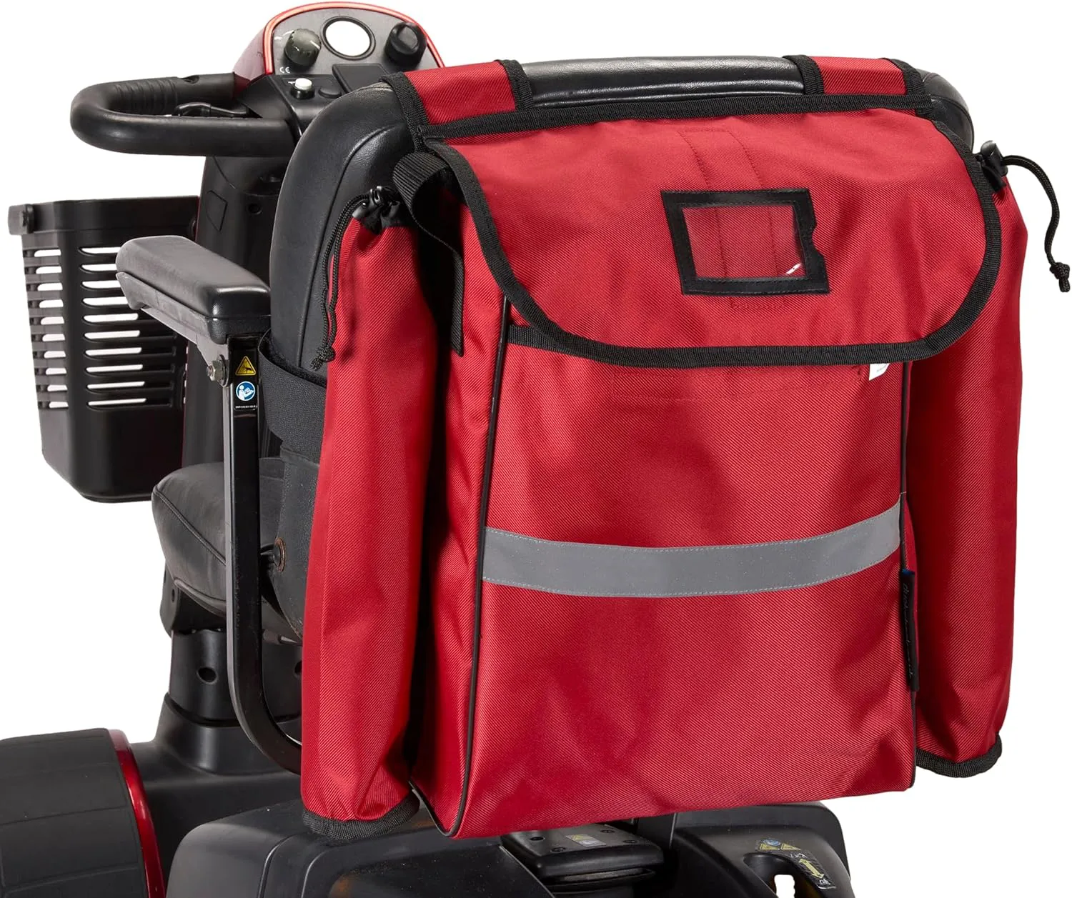 Bild von Ducksback Mobilitätsroller Tasche in Rot mit Halter für Krücken und Gehstöcke Größe L