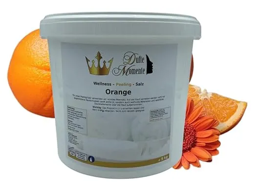 Bild von Dufte Momente Orange Salz Körperpeeling 5 kg mit Meersalz und Massageöl für gewerbliche Anwender