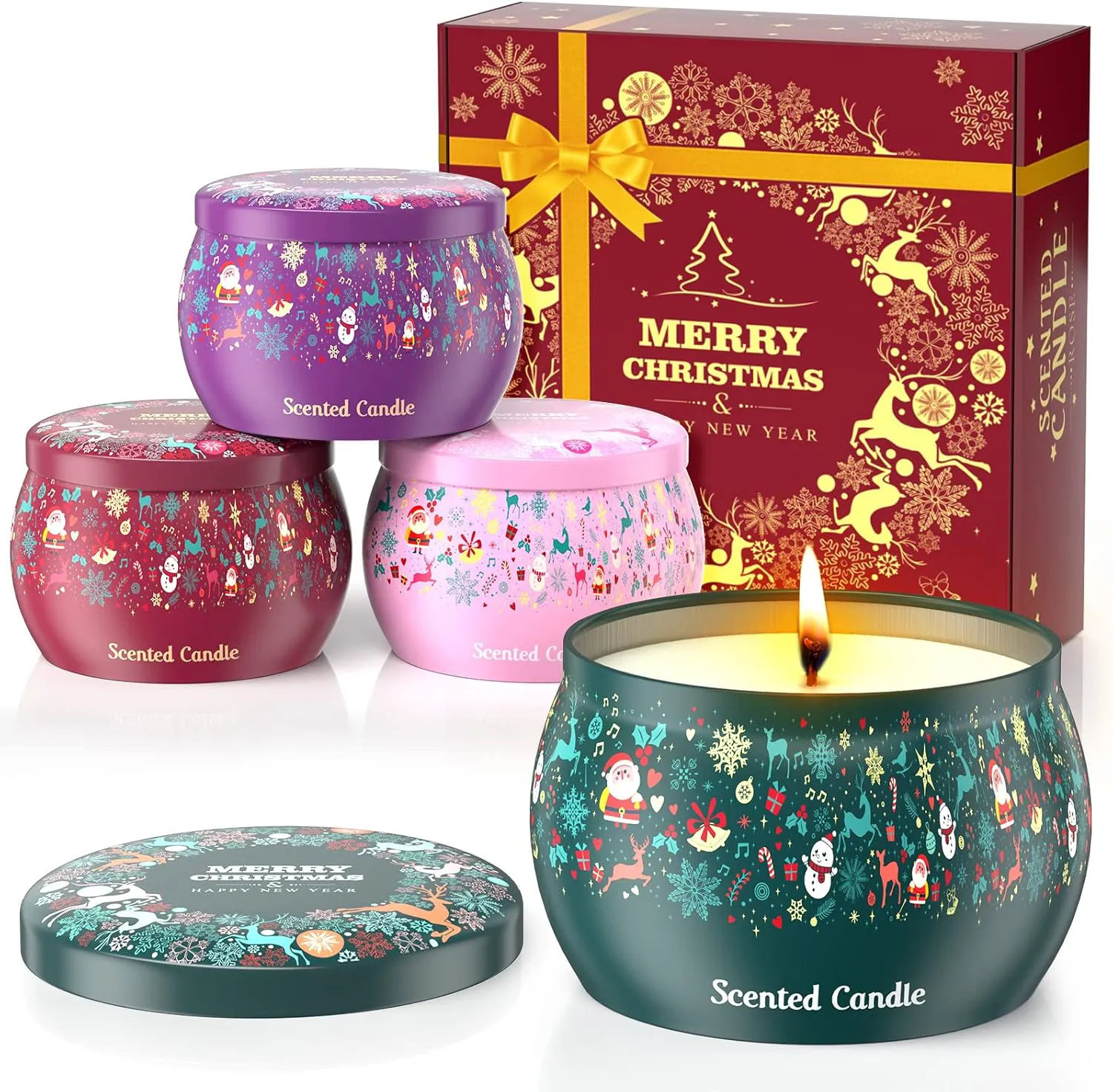 Bild von Duftkerzen Geschenkset mit 4 Kerzen à 4,4 Unzen für Weihnachten und besondere Anlässe