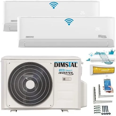 Bild von Duo-Split Klimaanlage mit Selbstreinigung und WLAN Steuerung, 2,6 und 3,5 kW, inklusive zwei Inneneinheiten und Heizfunktion