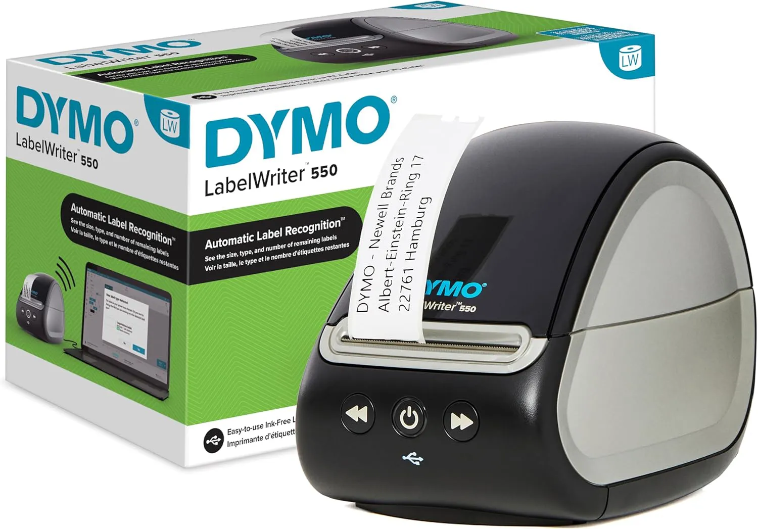 Bild von DYMO LabelWriter 550 Etikettendrucker mit automatischer Etikettenerkennung und Thermodirektdruck