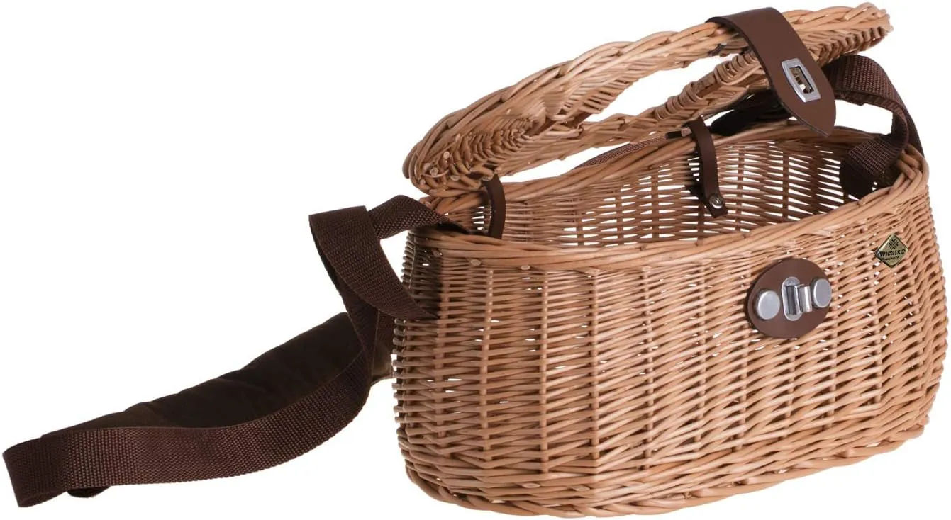Bild von e-wicker24 Anglerkorb aus Weide mit Riemen für Zubehör