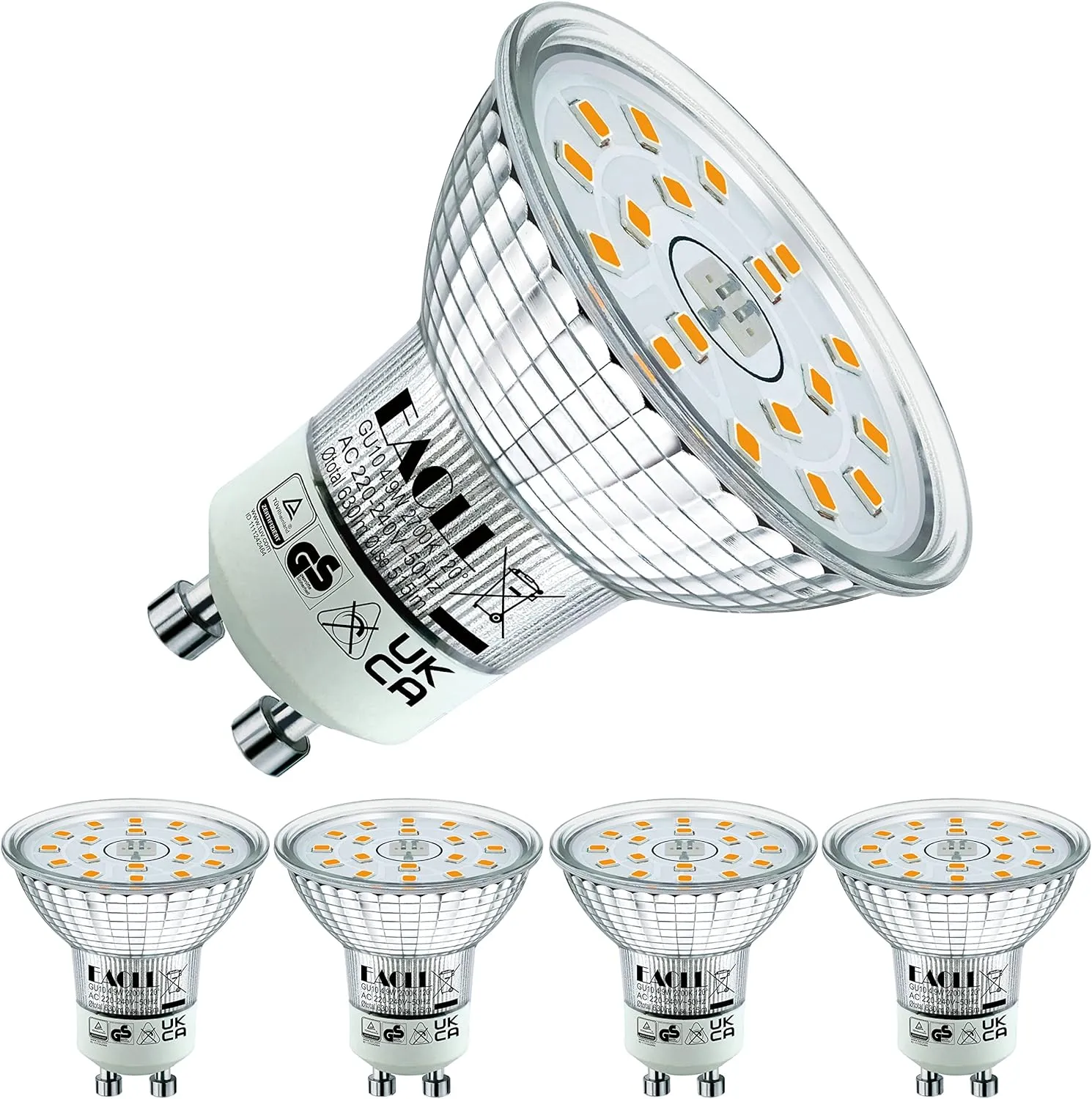 Bild von EACLL GU10 LED Leuchtmittel 4er-Pack mit 4,9W, 515 Lumen und 2700K warmweiß