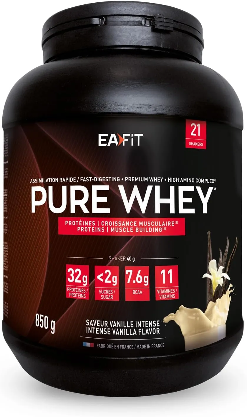 Bild von EAFIT Whey Protein Pulver Vanille 850g für Muskelaufbau und Protein Isolate