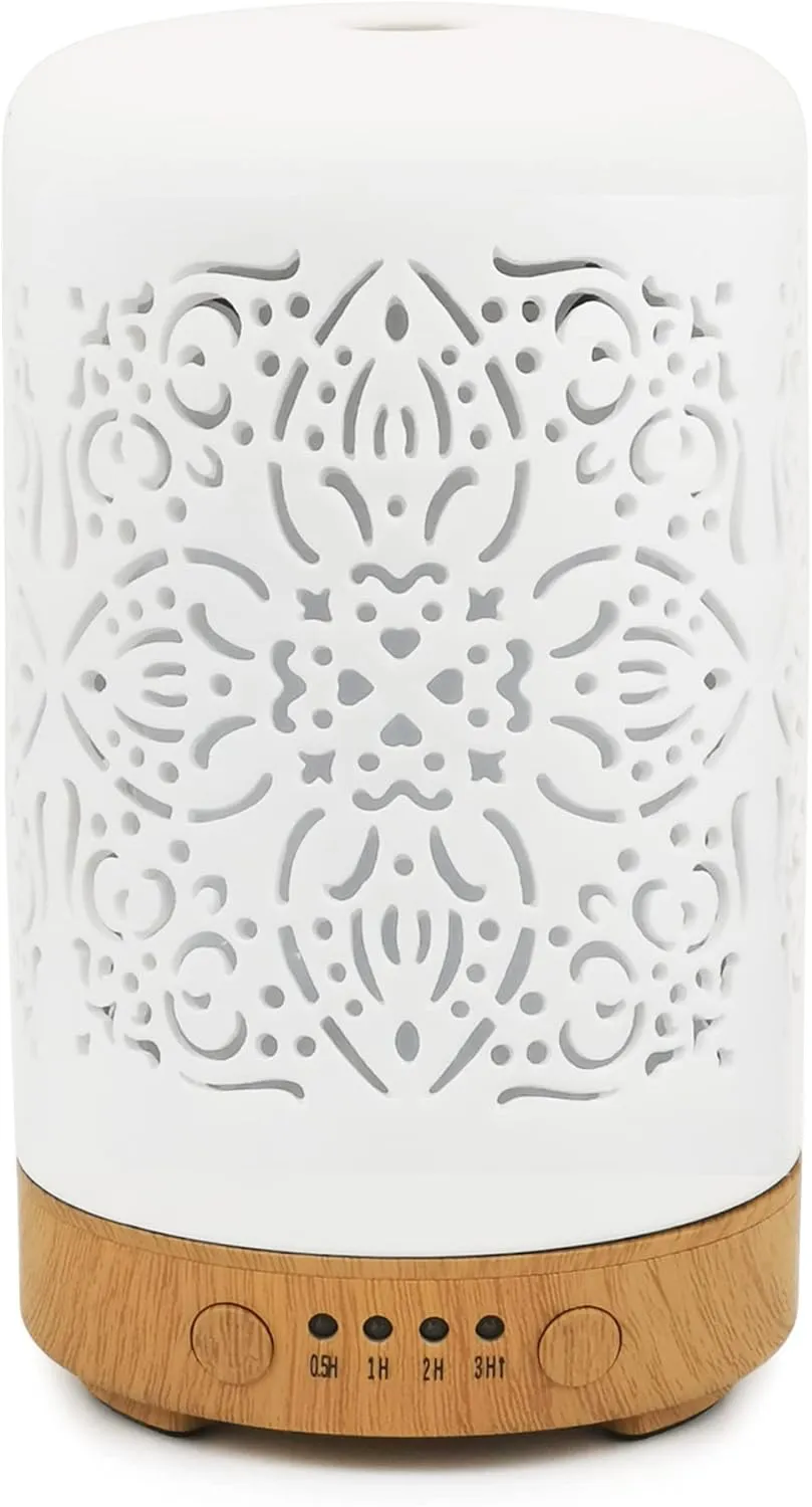 Bild von Earnest Living Aroma Diffuser 100 ml aus weißer Keramik mit 7 Lichtfarben und Timerfunktion
