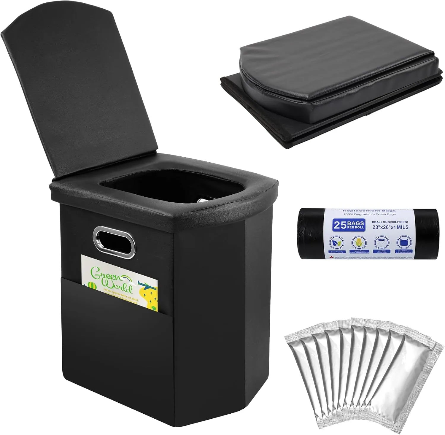 Bild von EASTSTORM Faltbare Campingtoilette mit Deckel und Bio-Toilettenbeuteln, ideal für Outdoor, Festivals und Notfälle